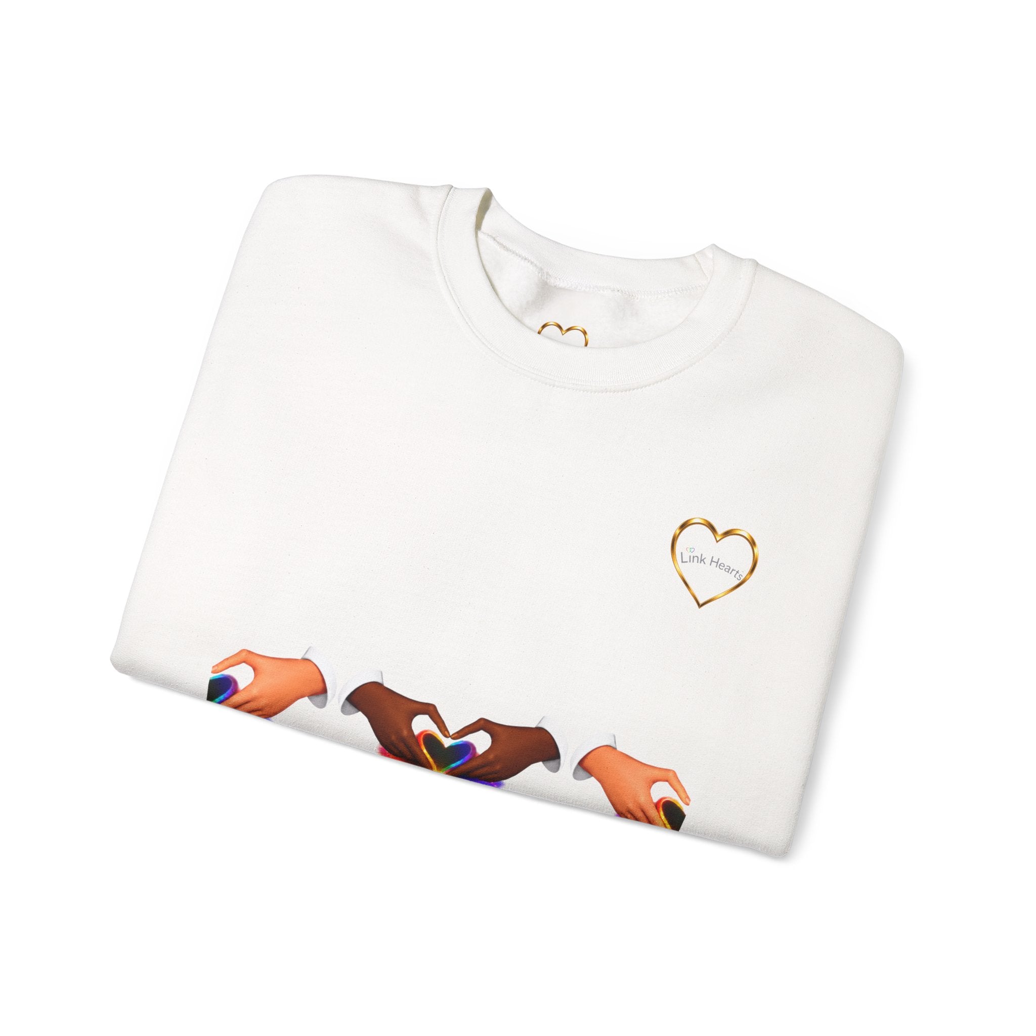 Love Hands Crewneck Sweatshirt — Rainbow Heart Solidarity Pullover