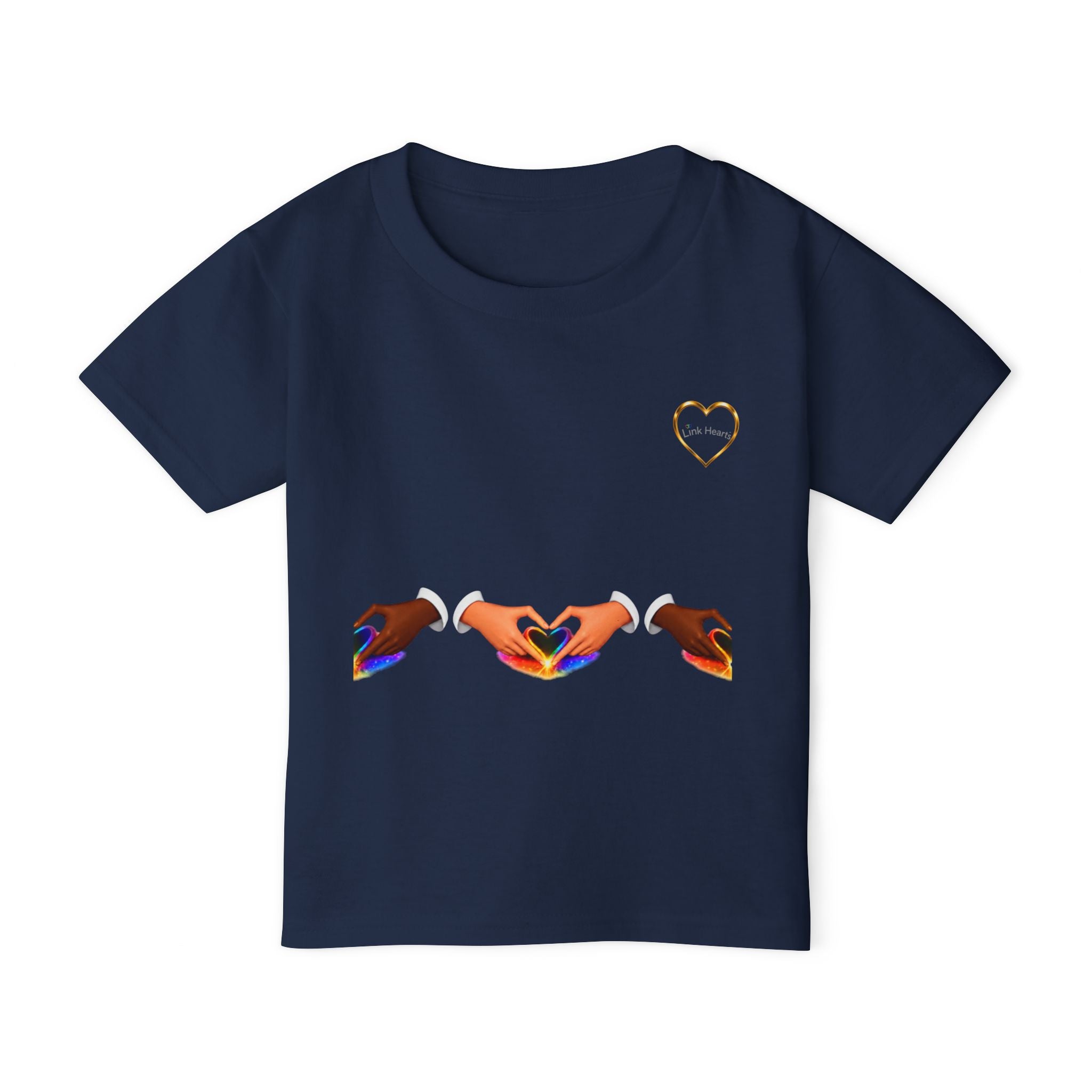Toddler T‑Shirt — Rainbow Heart Hands Graphic, Inclusive Love Kids Tee