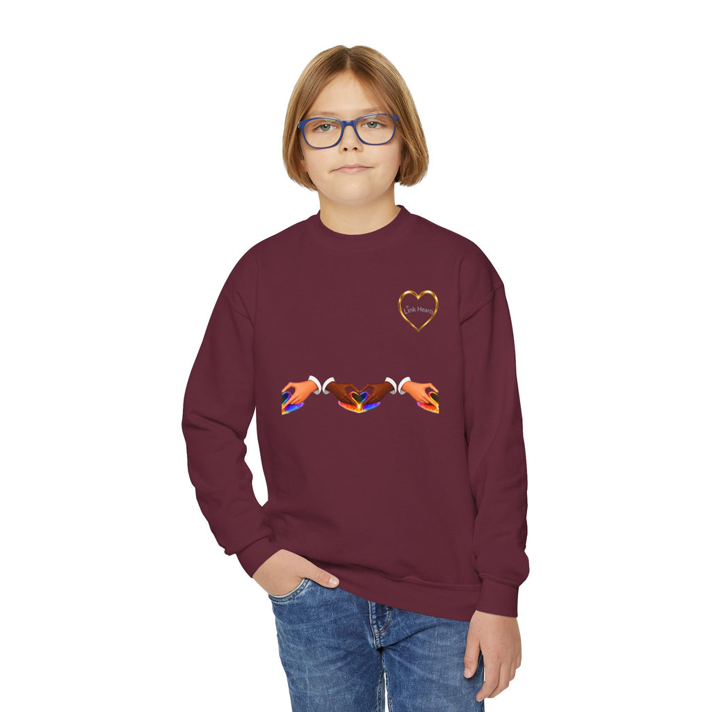 Link Hearts™ Youth Crewneck Sweatshirt — Cute Interlinked Hearts Graphic for Kids