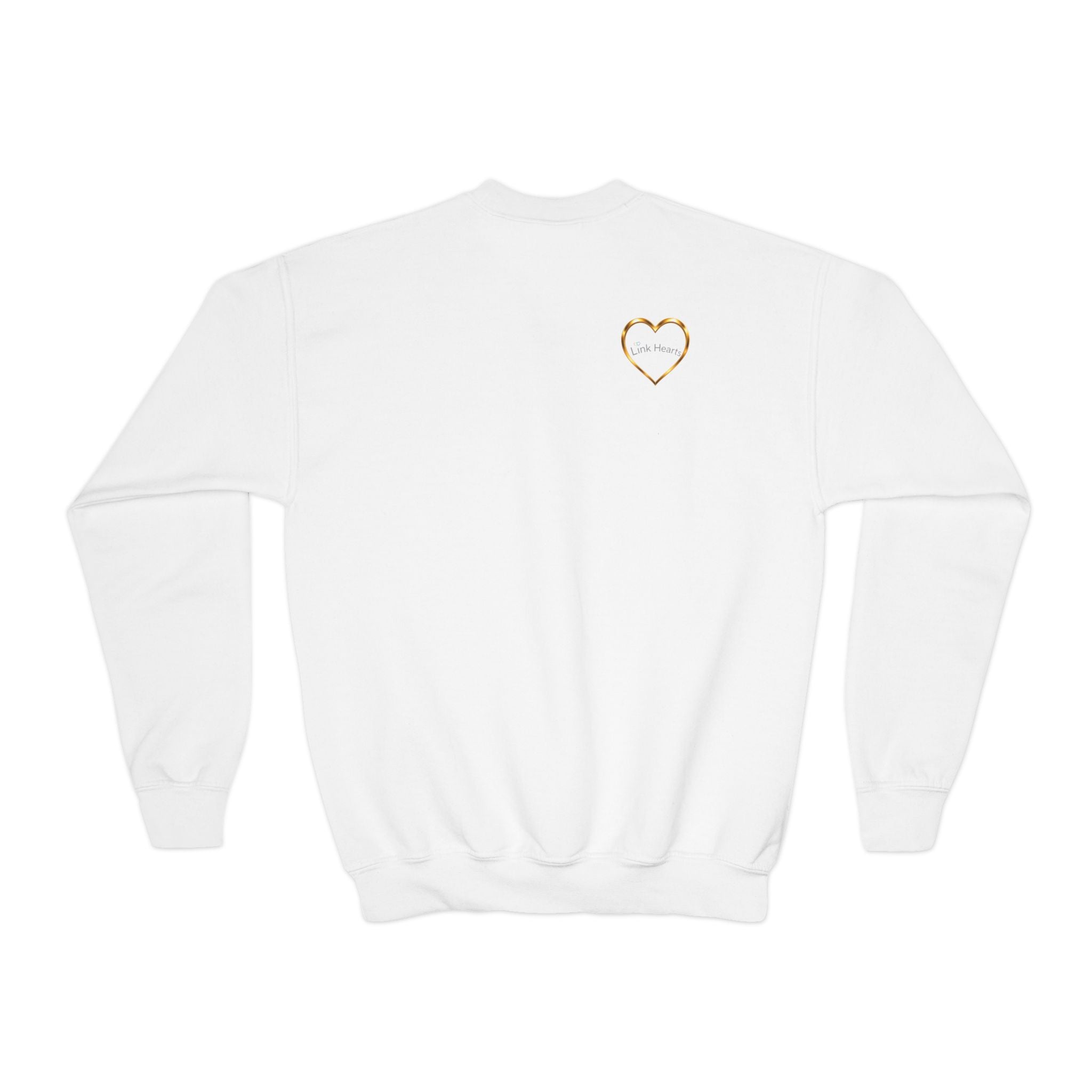 Link Hearts™ Youth Crewneck Sweatshirt — Heart Chain Graphic Pullover for Kids