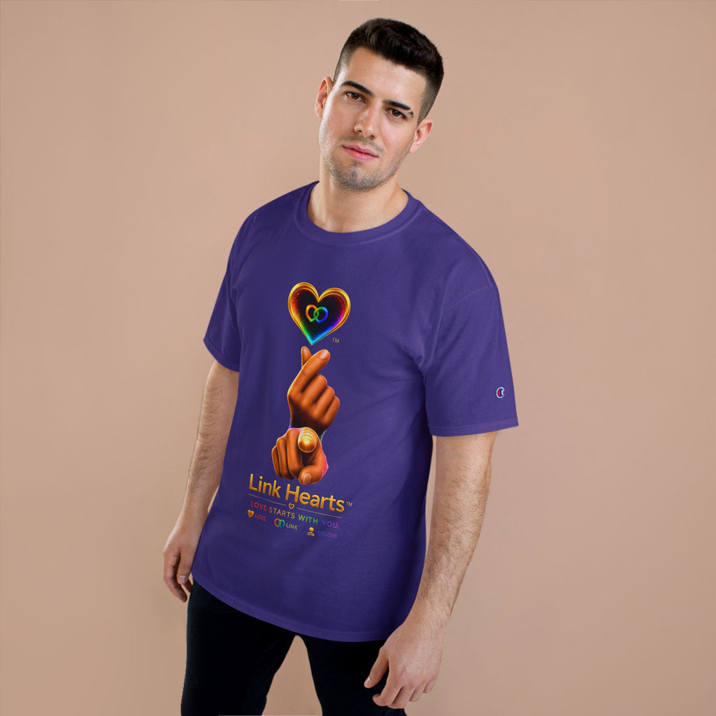 Link Hearts™ T-Shirt — Rainbow Finger Heart Love Graphic Tee