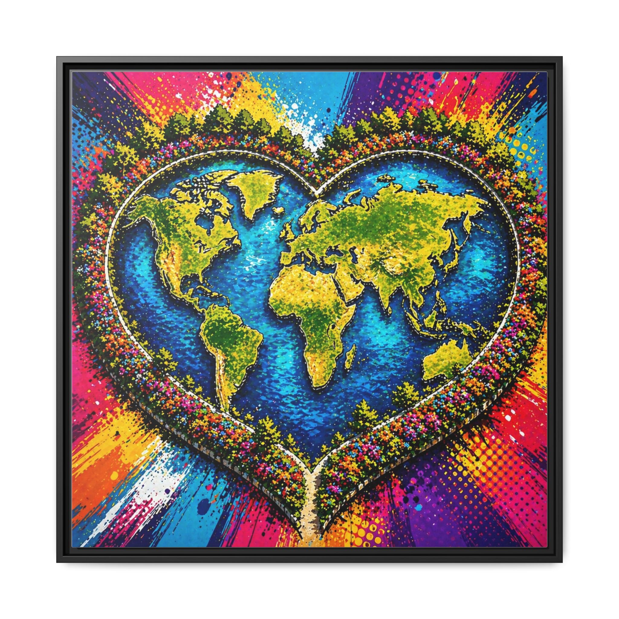 LinkHearts™ Framed Matte Canvas Wall Art — Multi‑Color