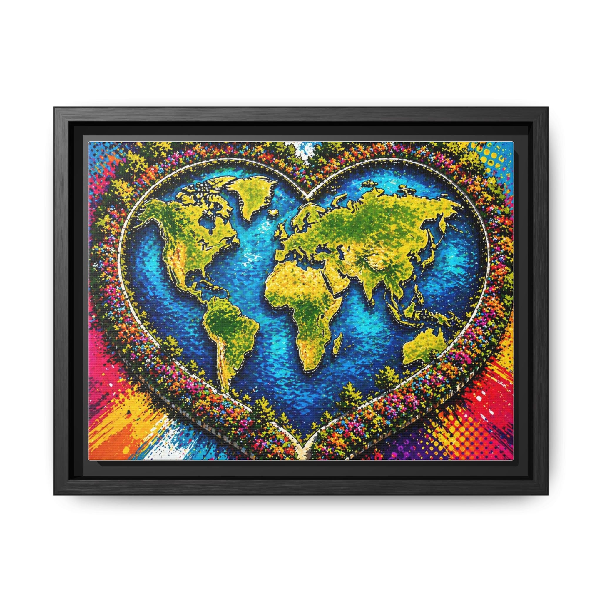 LinkHearts™ Framed Matte Canvas Wall Art — Multi‑Color