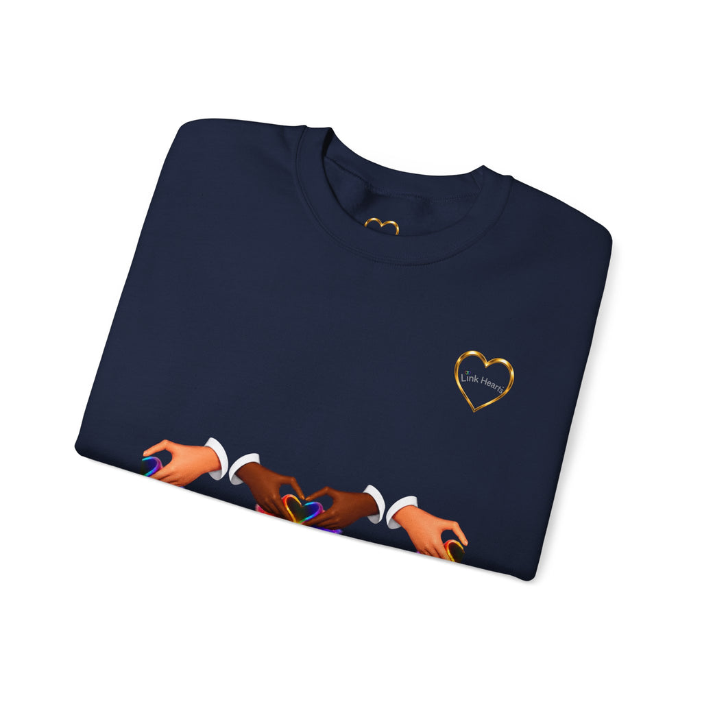 Love Hands Crewneck Sweatshirt — Rainbow Heart Solidarity Pullover