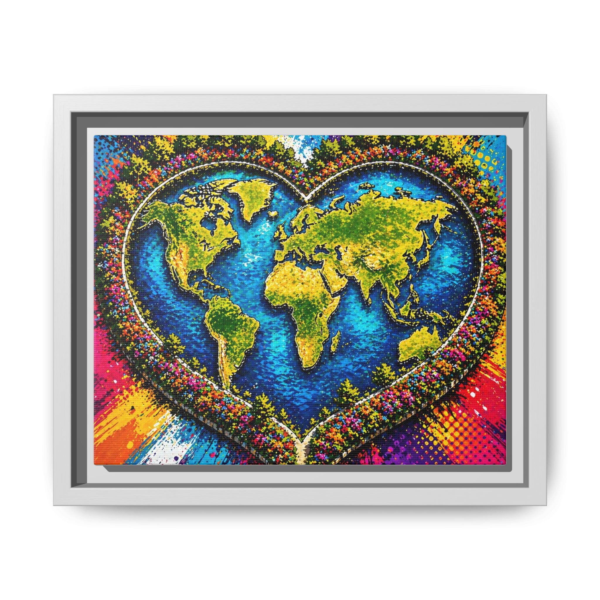 LinkHearts™ Framed Matte Canvas Wall Art — Multi‑Color