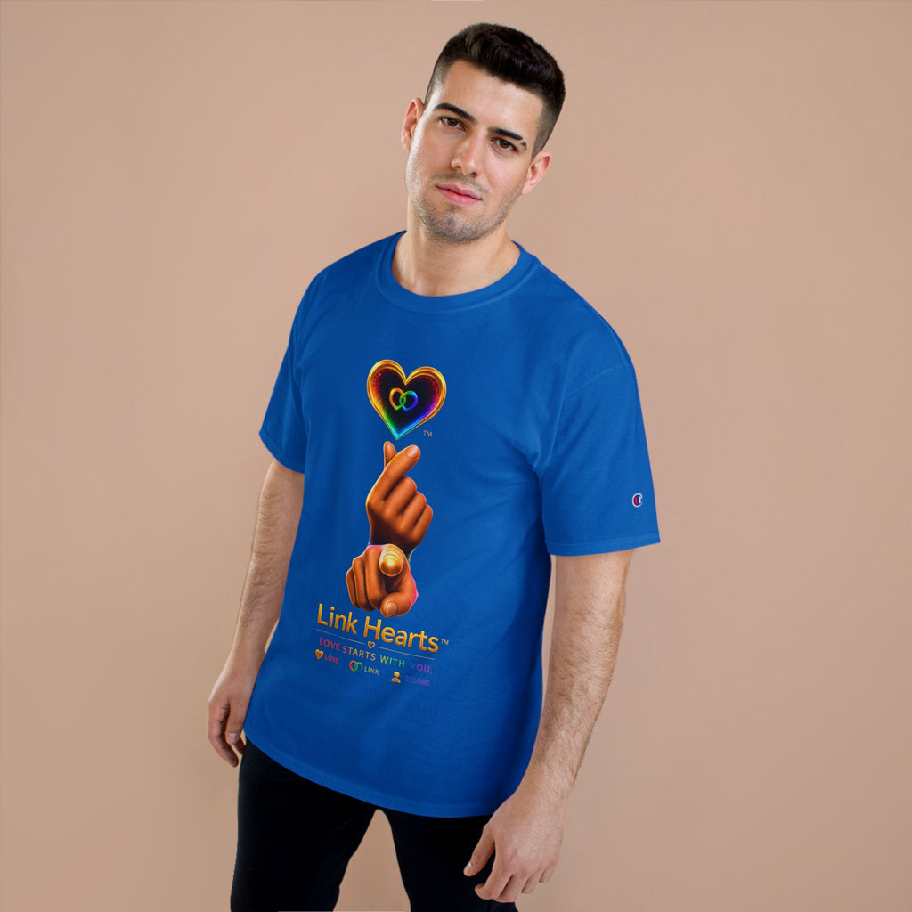 Link Hearts™ T-Shirt — Rainbow Finger Heart Love Graphic Tee
