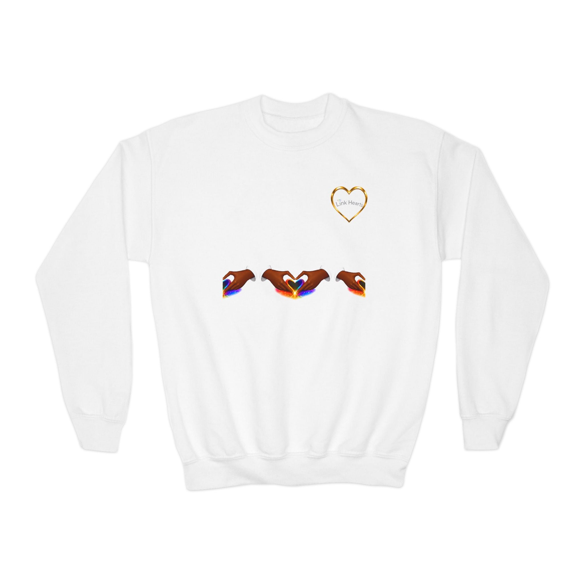 Link Hearts™ Youth Crewneck Sweatshirt — Heart Chain Graphic Pullover for Kids