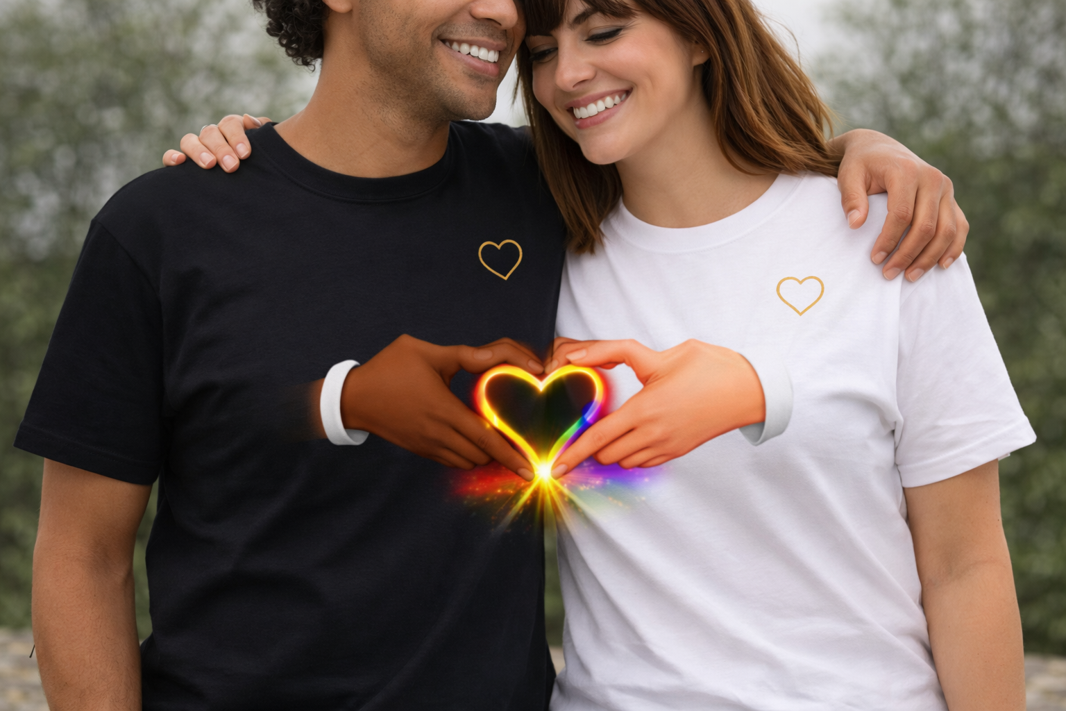 Link Hearts™ Unity Couples T-Shirt — Matching Couple Tee