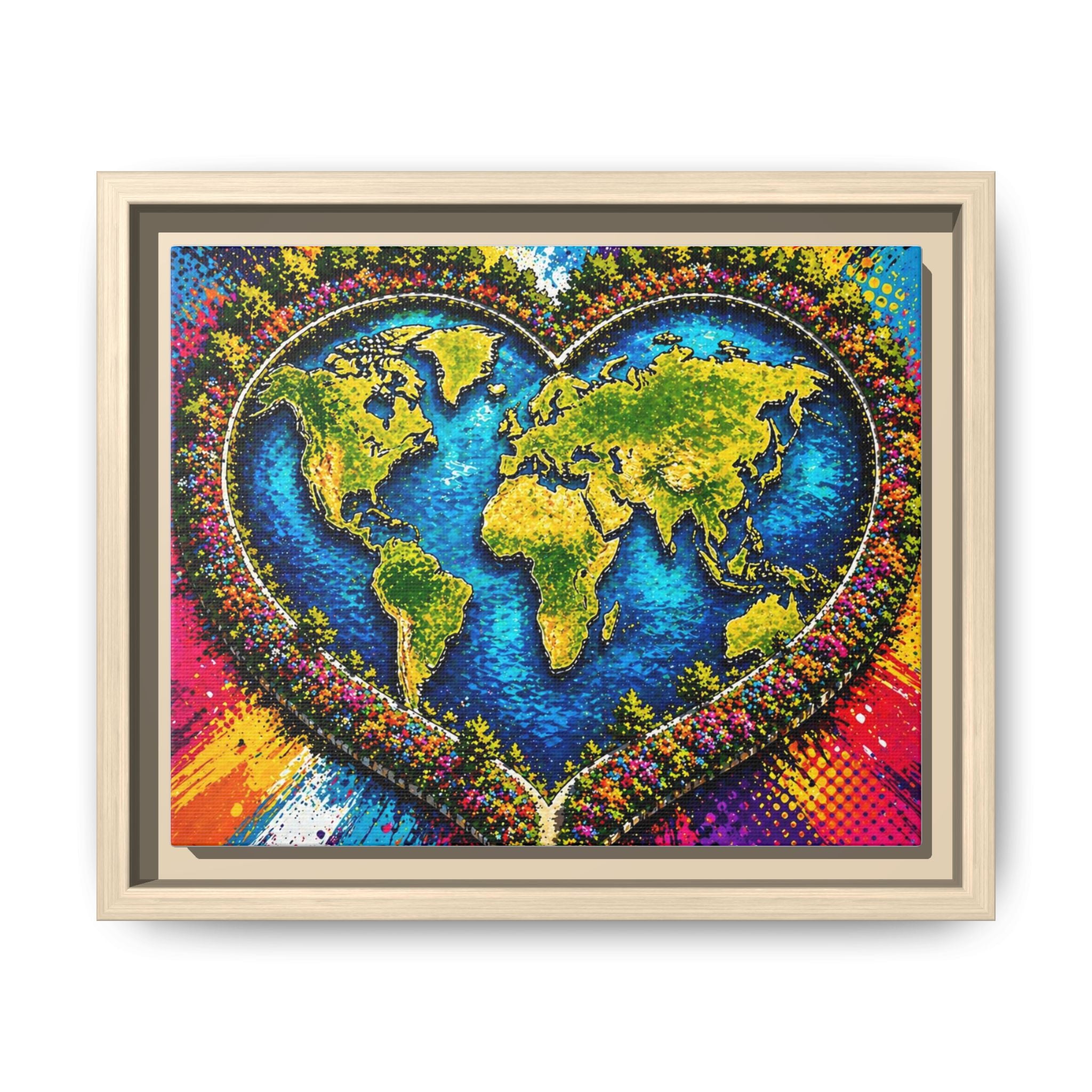 LinkHearts™ Framed Matte Canvas Wall Art — Multi‑Color