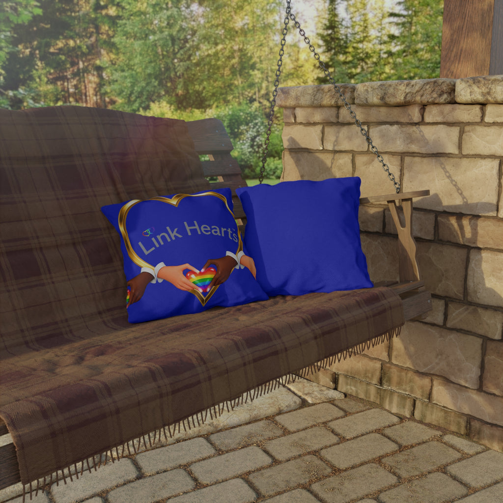 Link Hearts Outdoor Pillow — Rainbow Heart Hands Design