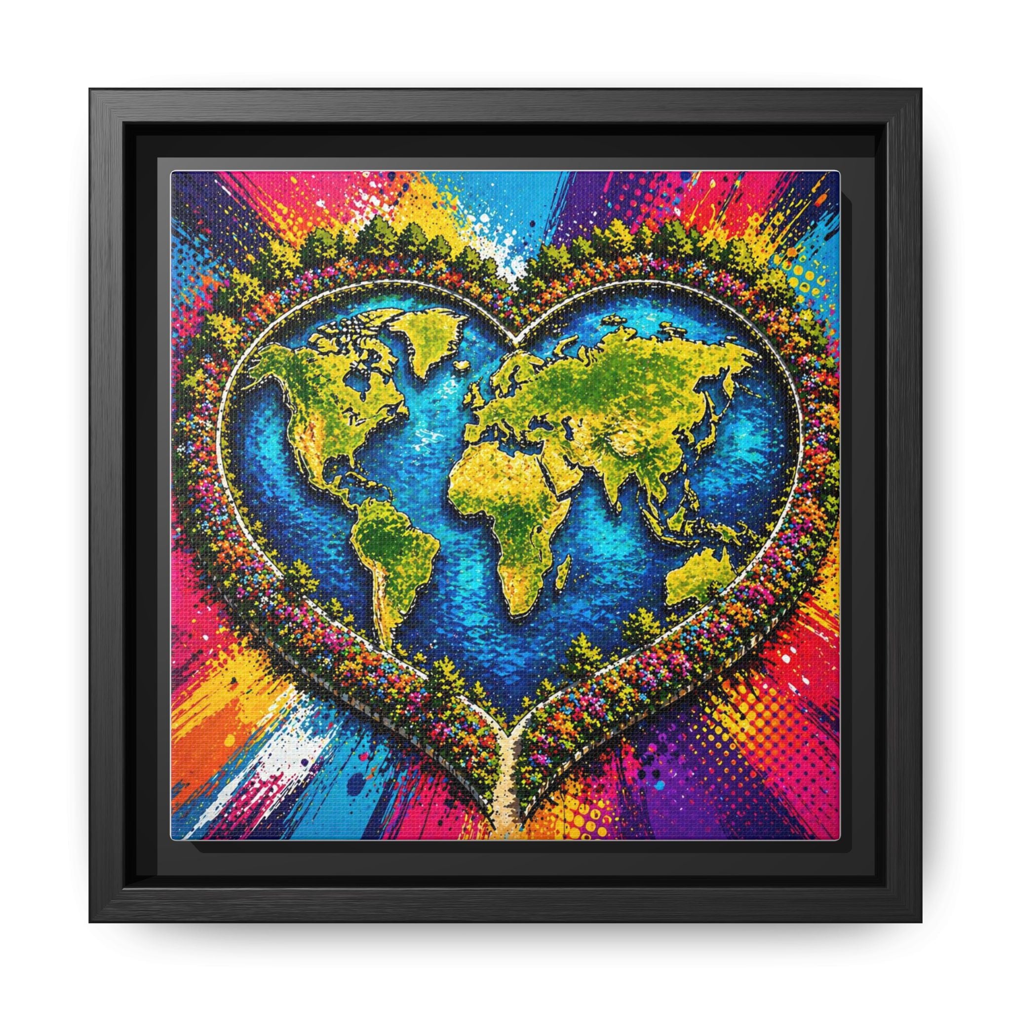 LinkHearts™ Framed Matte Canvas Wall Art — Multi‑Color