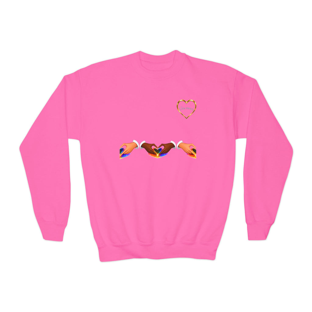 Link Hearts™ Youth Crewneck Sweatshirt — Cute Interlinked Hearts Graphic for Kids