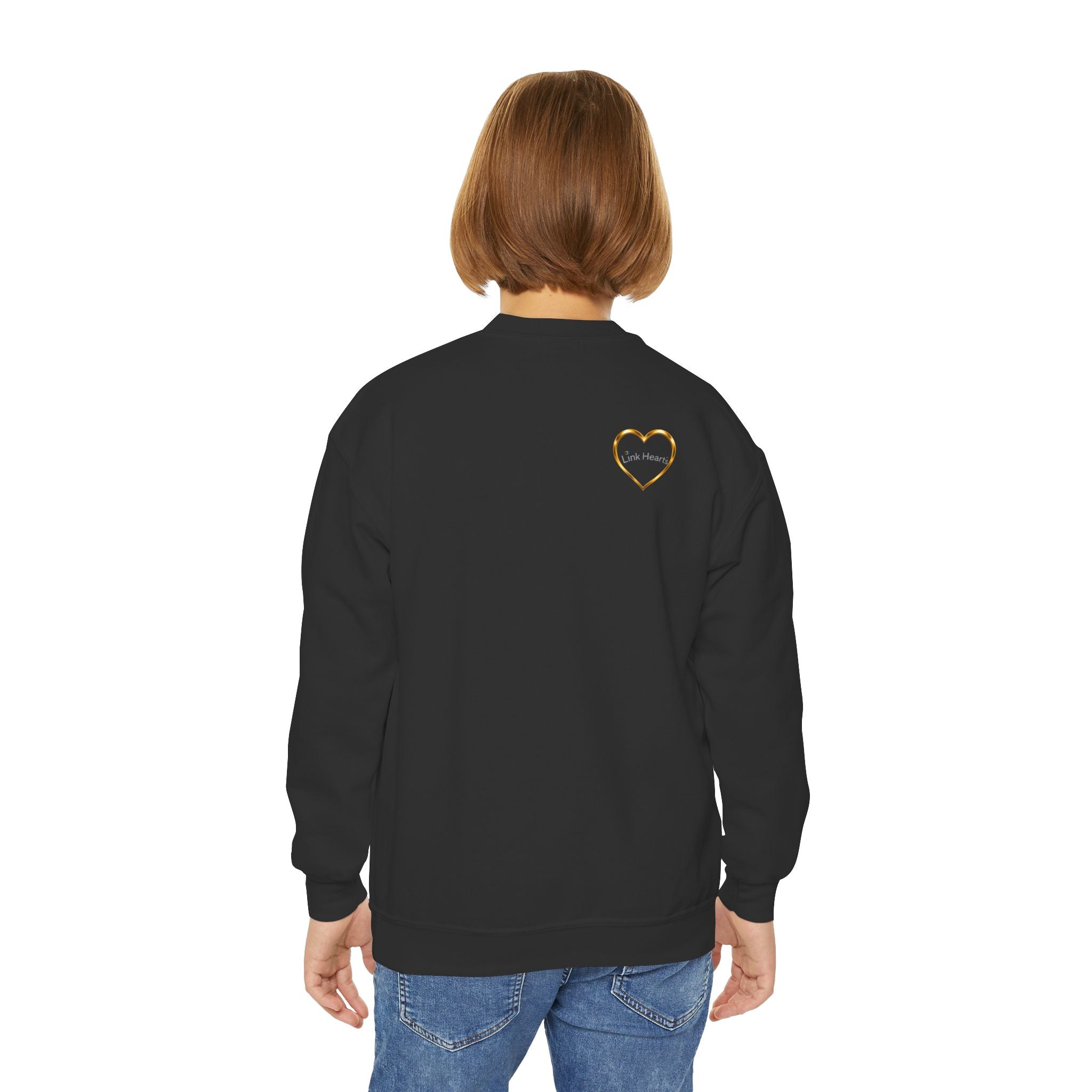 Link Hearts™ Youth Crewneck Sweatshirt — Cute Interlinked Hearts Graphic for Kids