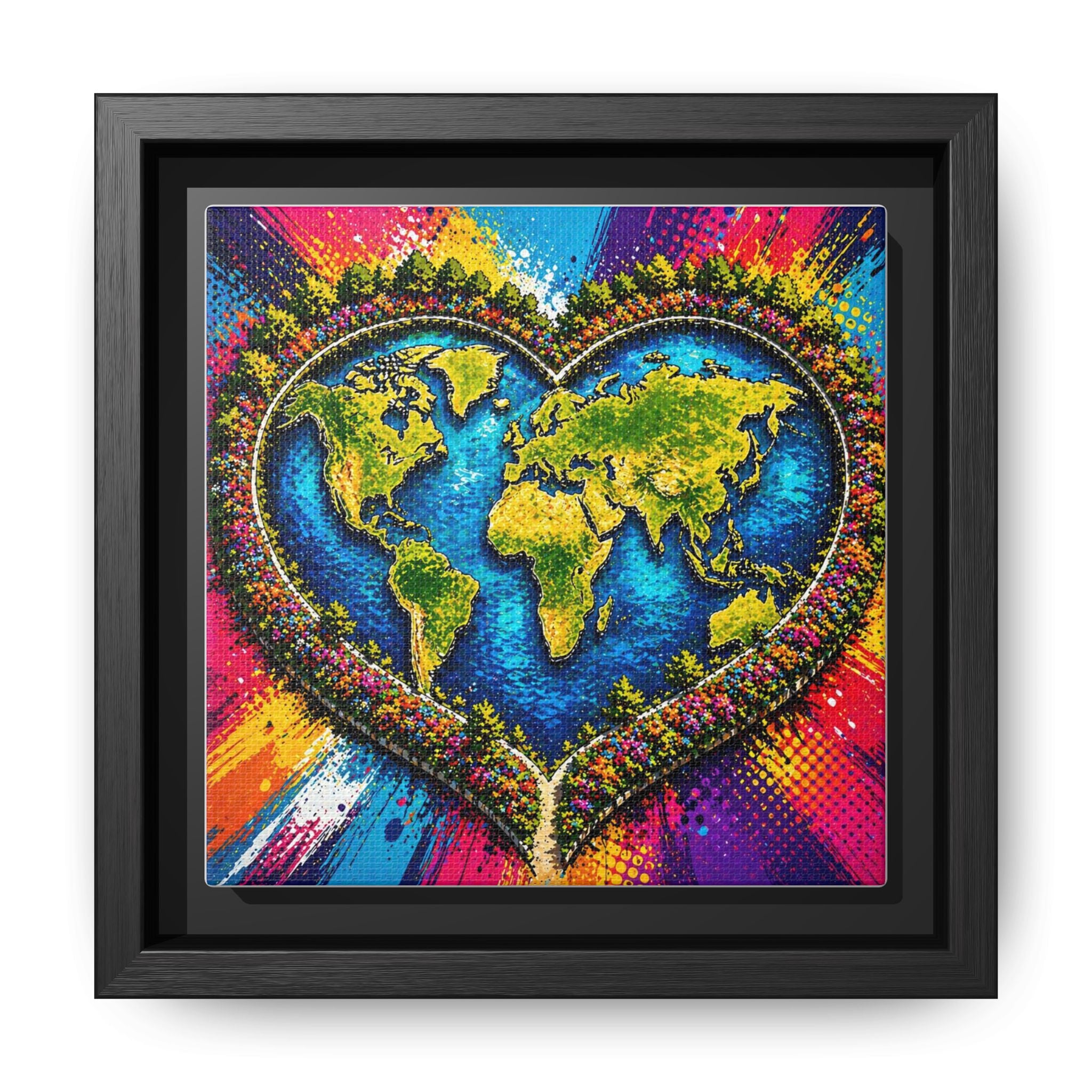 LinkHearts™ Framed Matte Canvas Wall Art — Multi‑Color