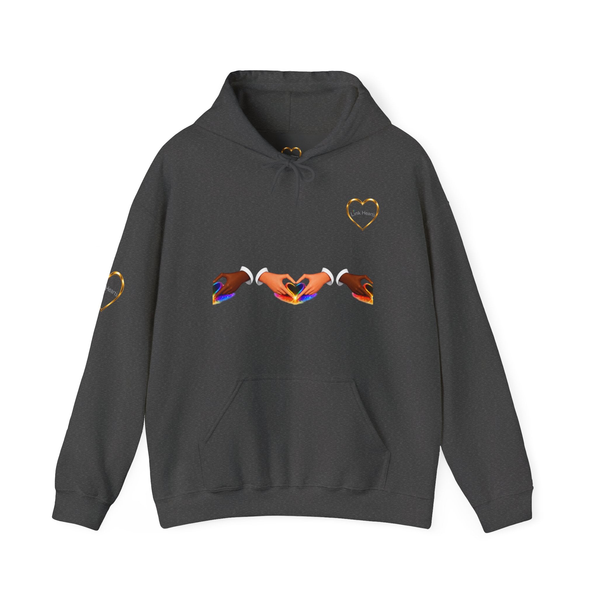 Hoodie — Rainbow Heart Hands Graphic Pullover