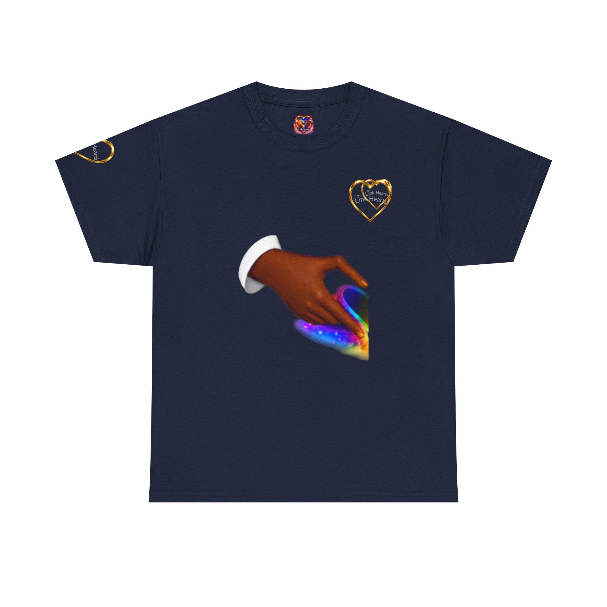 Link Hearts Unity Tee — Matching Rainbow Heart Couple Shirt (Love Wins)