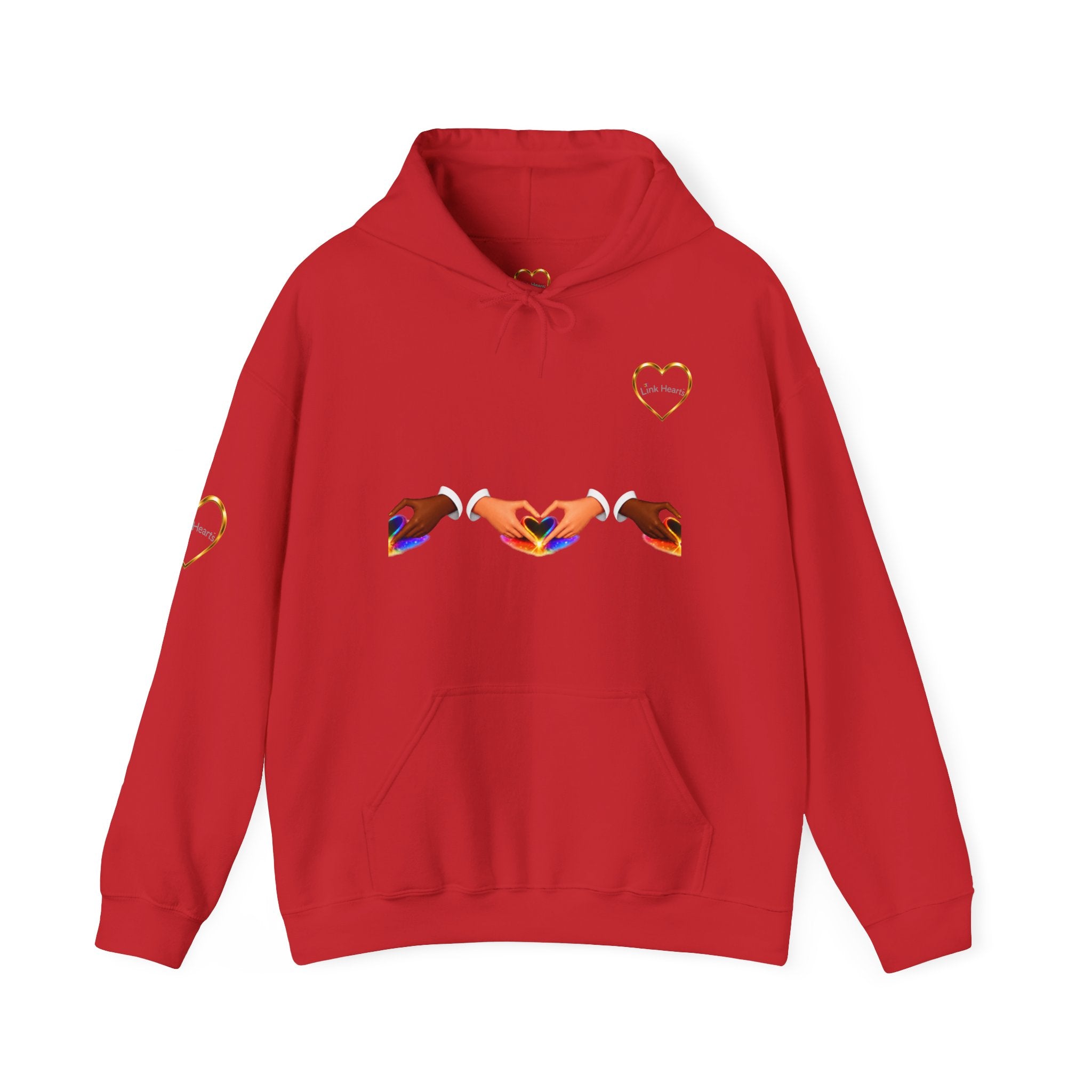 Hoodie — Rainbow Heart Hands Graphic Pullover