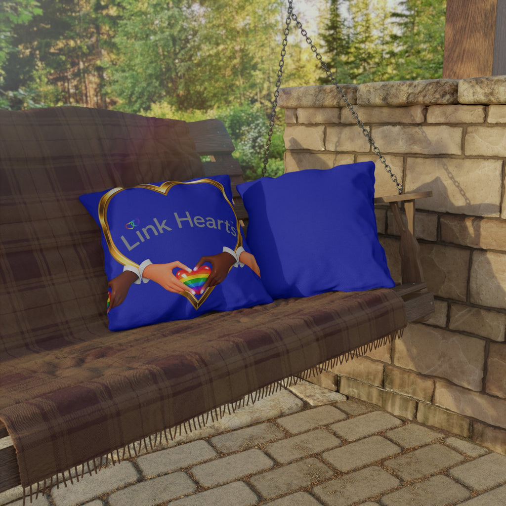 Link Hearts Outdoor Pillow — Rainbow Heart Hands Design