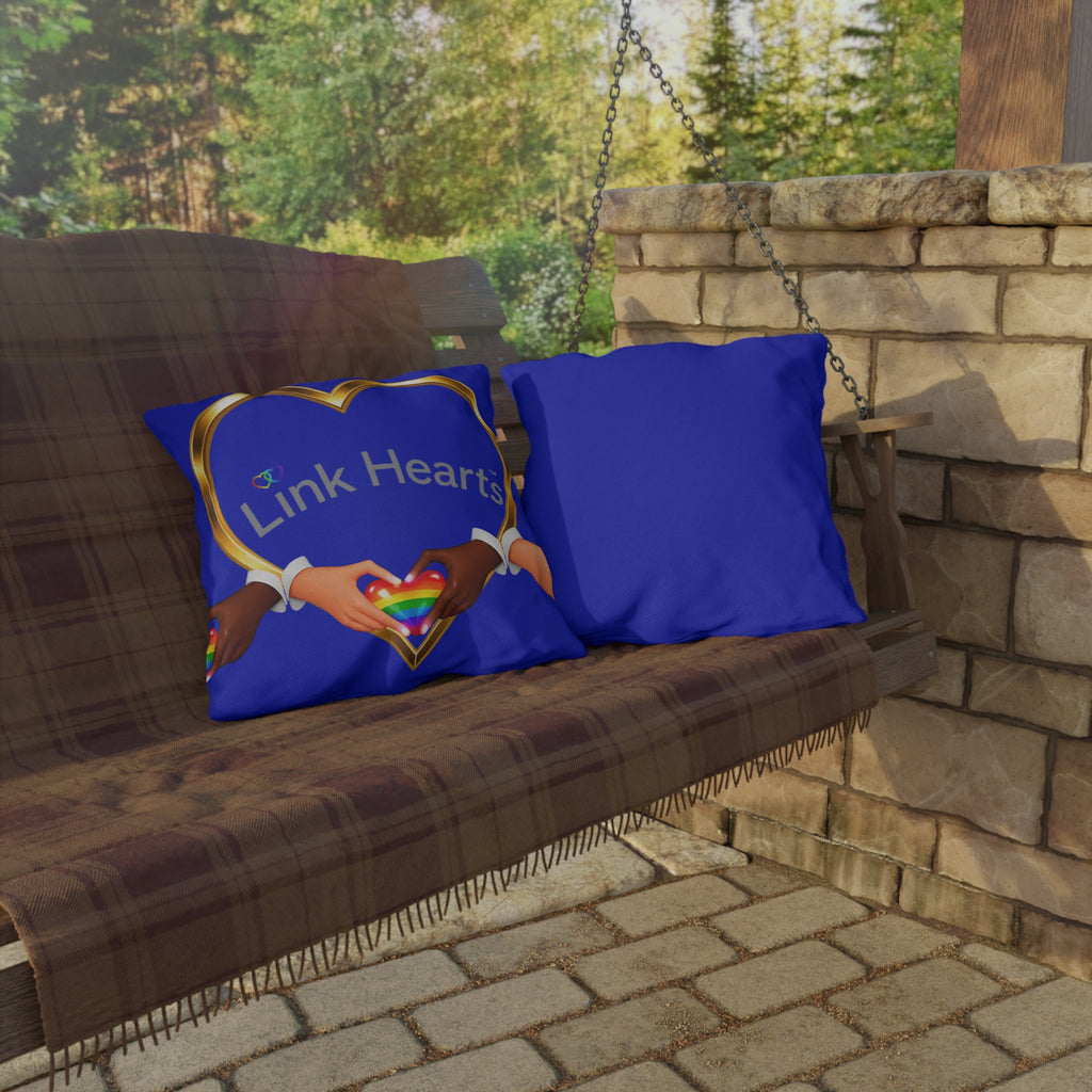 Link Hearts Outdoor Pillow — Rainbow Heart Hands Design