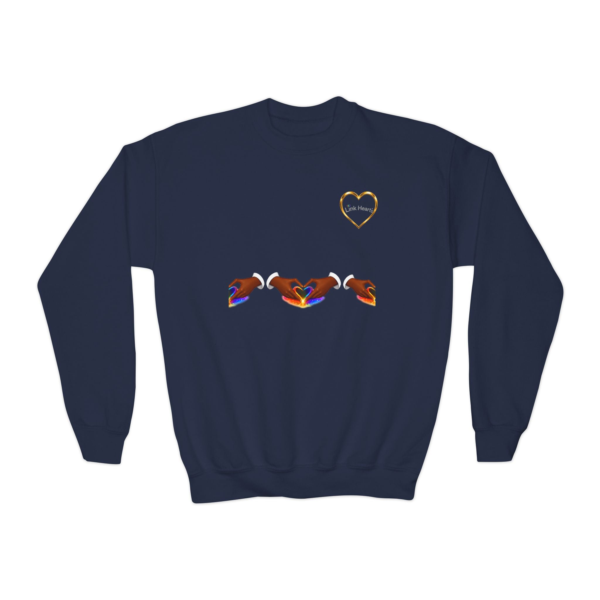 Link Hearts™ Youth Crewneck Sweatshirt — Heart Chain Graphic Pullover for Kids