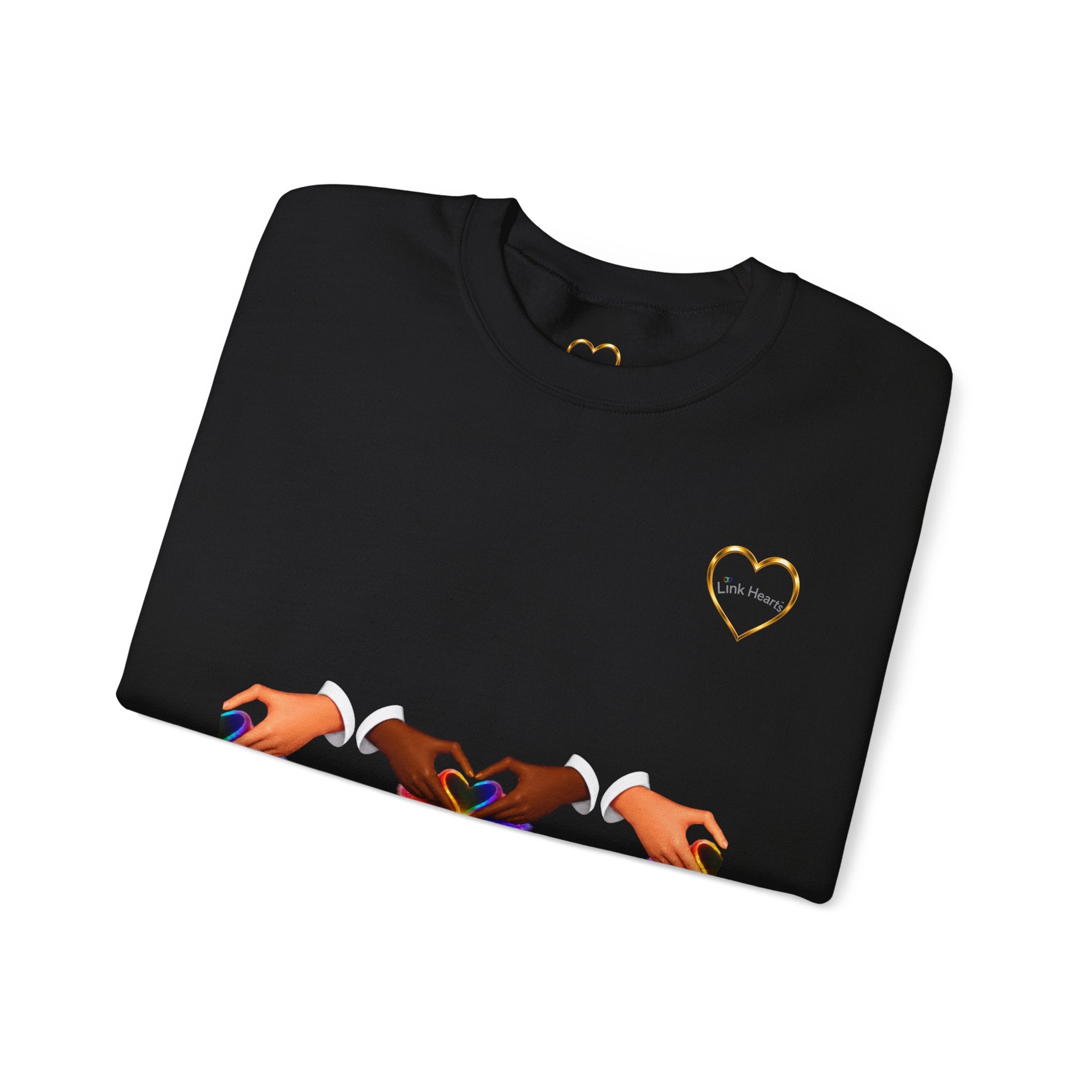 Love Hands Crewneck Sweatshirt — Rainbow Heart Solidarity Pullover