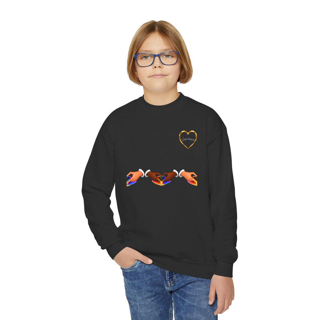 Link Hearts™ Youth Crewneck Sweatshirt — Cute Interlinked Hearts Graphic for Kids