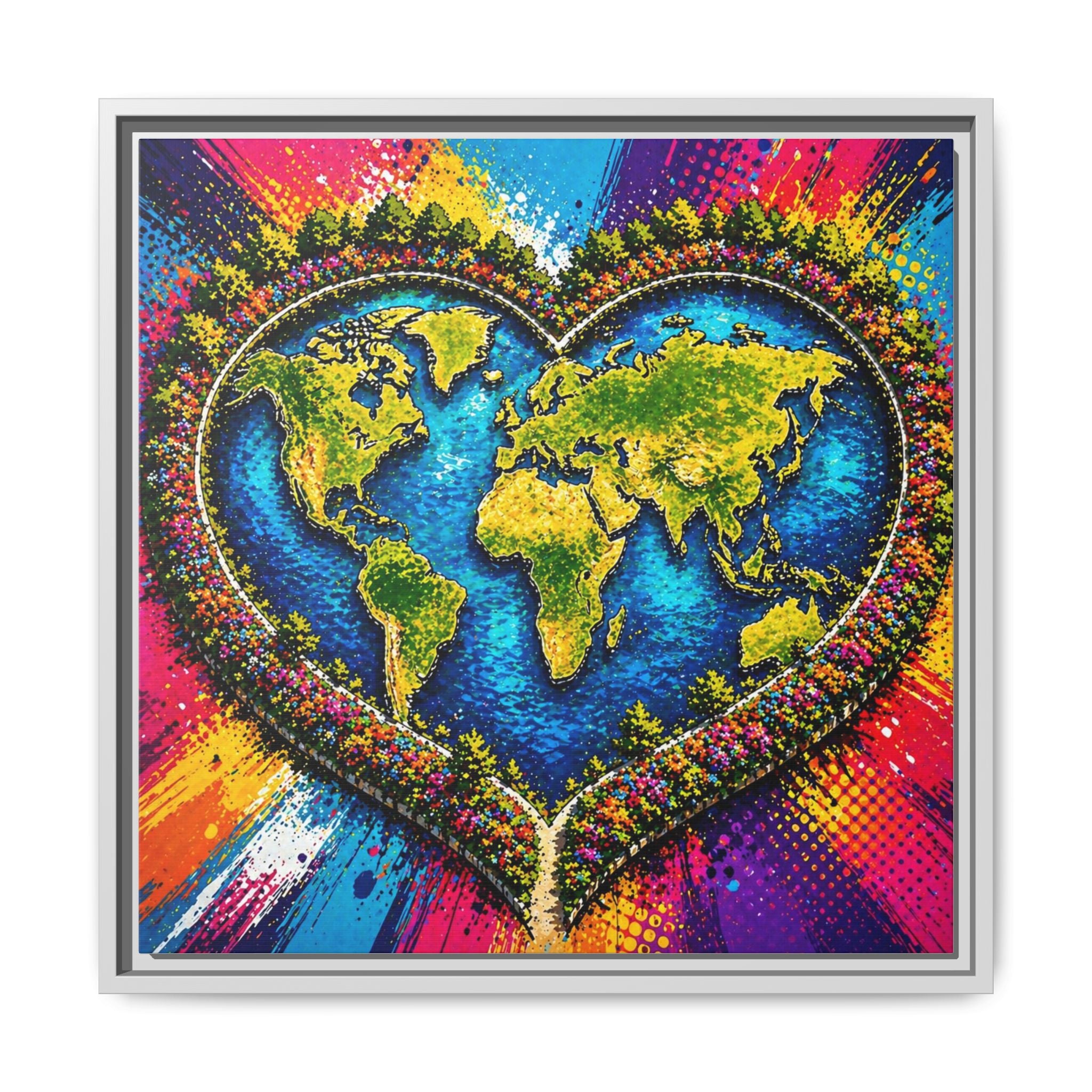 LinkHearts™ Framed Matte Canvas Wall Art — Multi‑Color