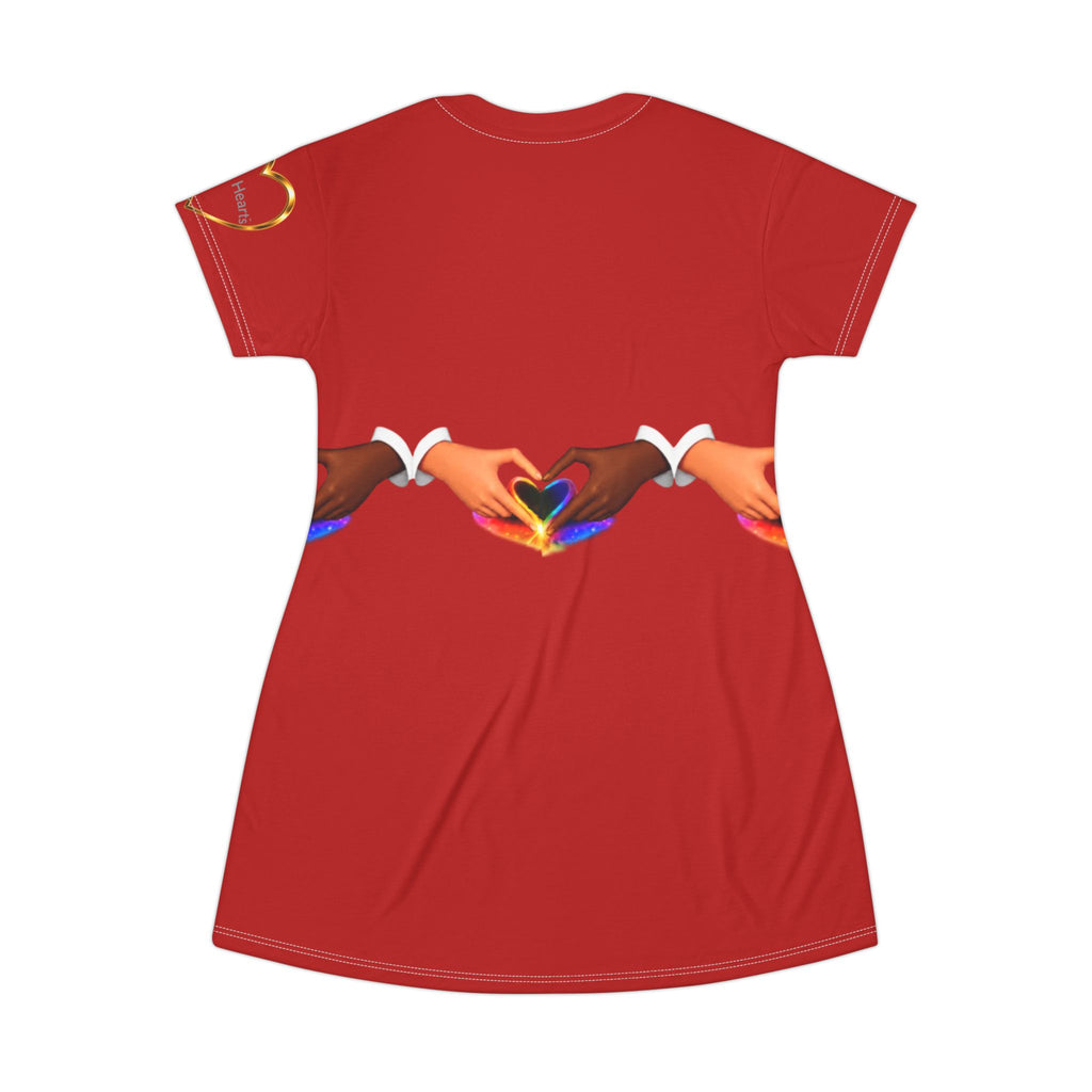 Link Hearts™ Unity T-Shirt Dress — All-Over Print