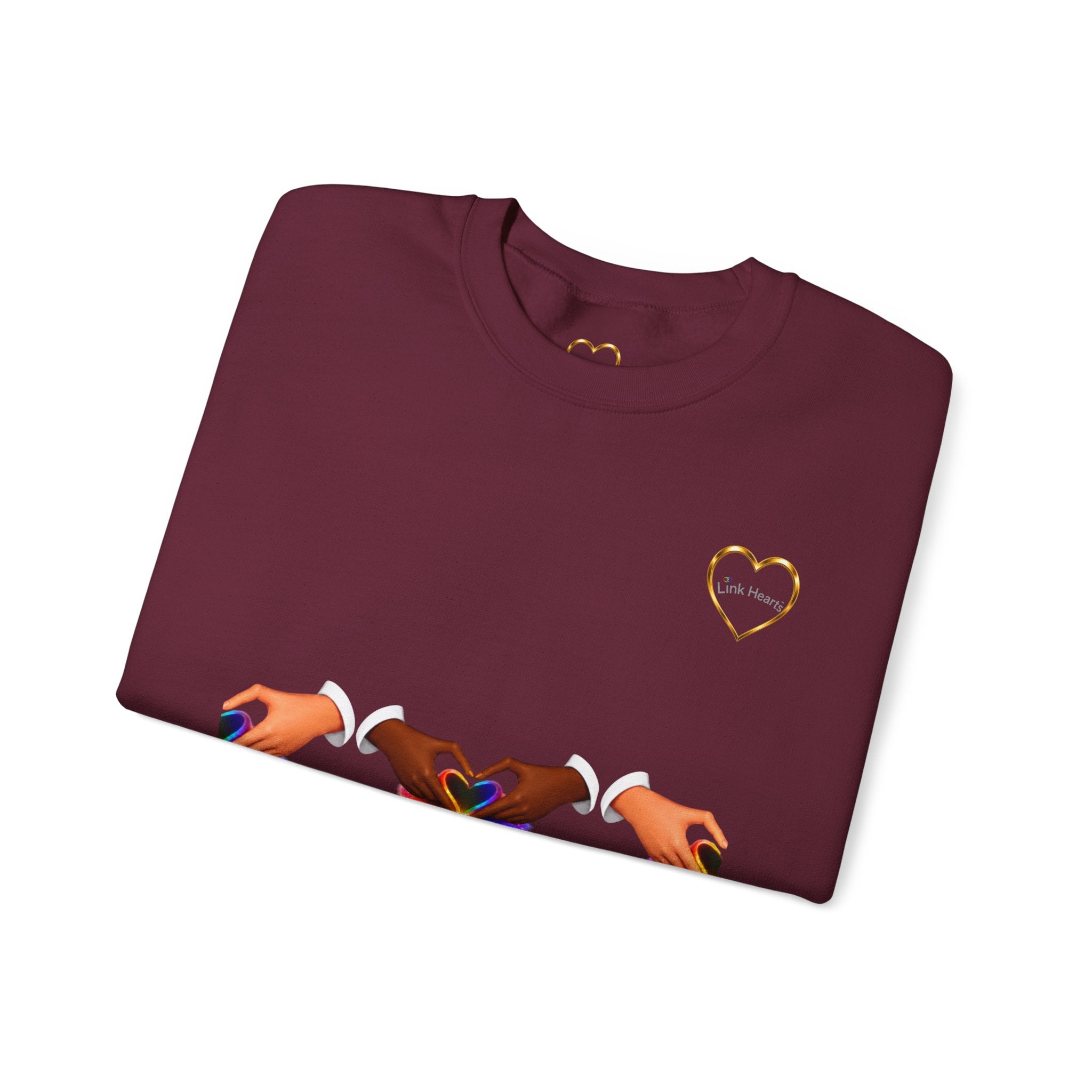Love Hands Crewneck Sweatshirt — Rainbow Heart Solidarity Pullover