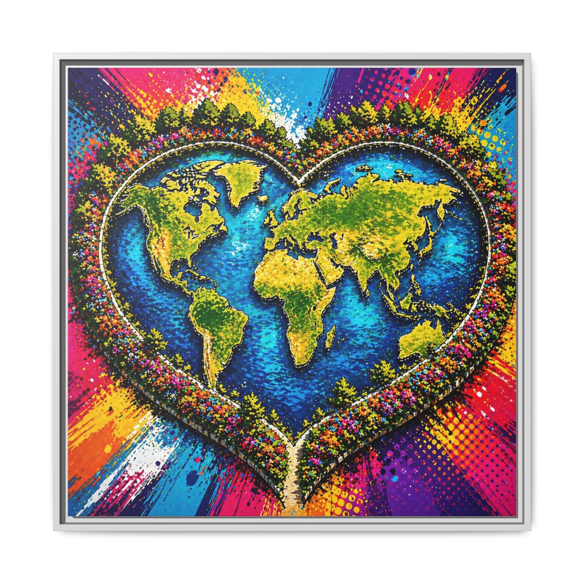 LinkHearts™ Framed Matte Canvas Wall Art — Multi‑Color