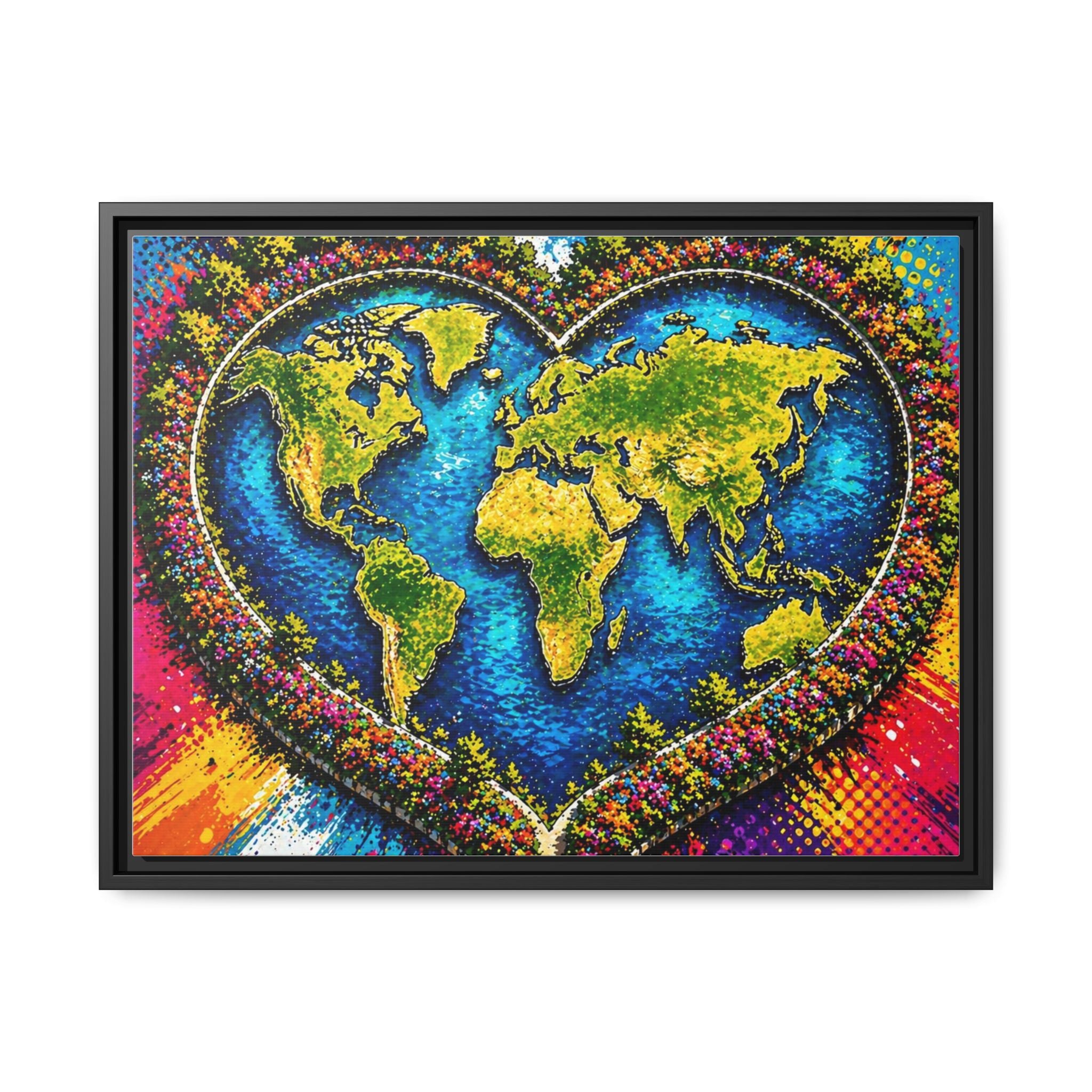 LinkHearts™ Framed Matte Canvas Wall Art — Multi‑Color