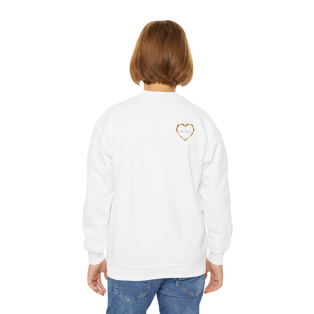 Link Hearts™ Youth Crewneck Sweatshirt — Heart Chain Graphic Pullover for Kids