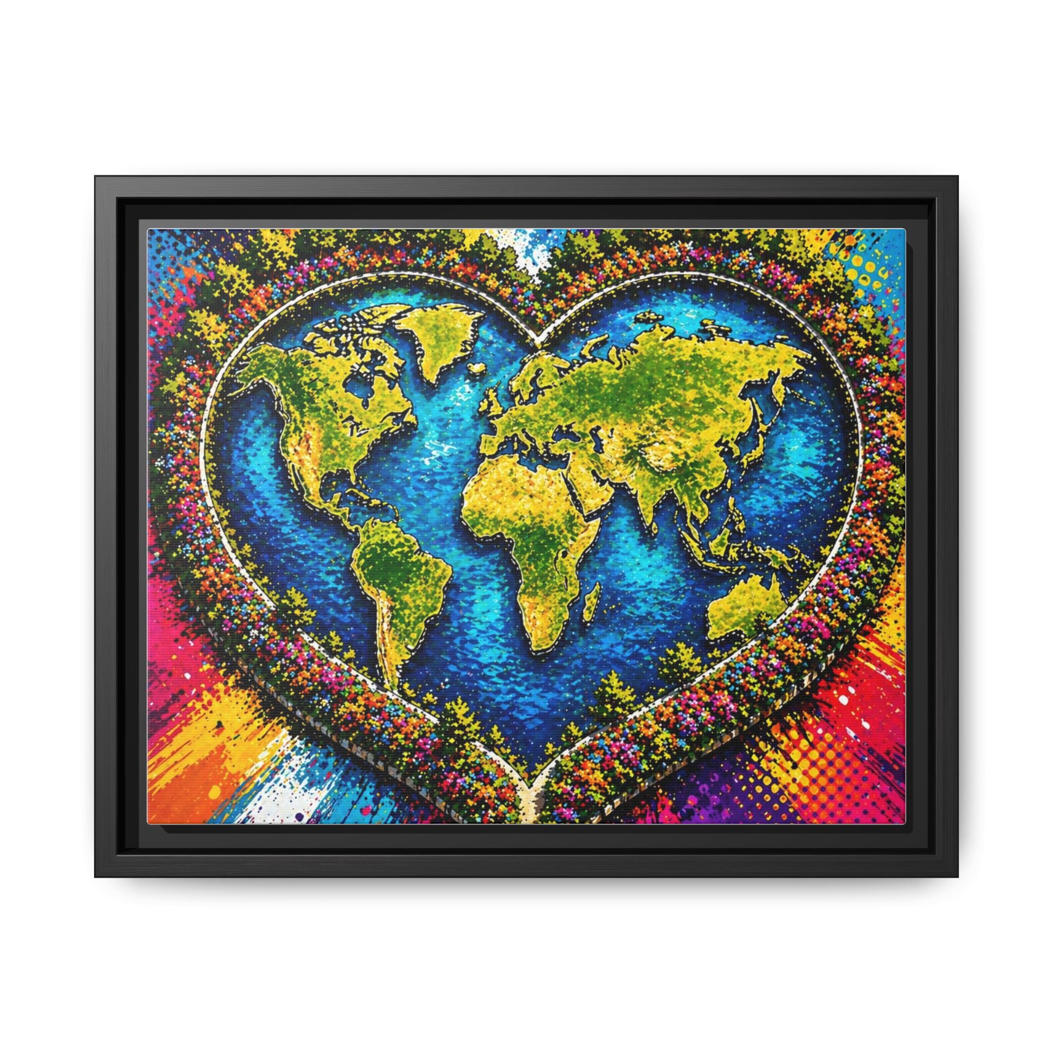 LinkHearts™ Framed Matte Canvas Wall Art — Multi‑Color