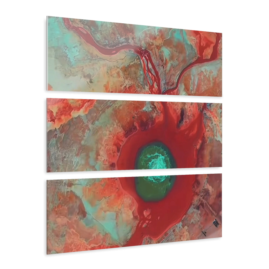Link Hearts™ Abstract Triptych Acrylic Print — Bold Colour Modern Wall Art for Living Room & Bedroom