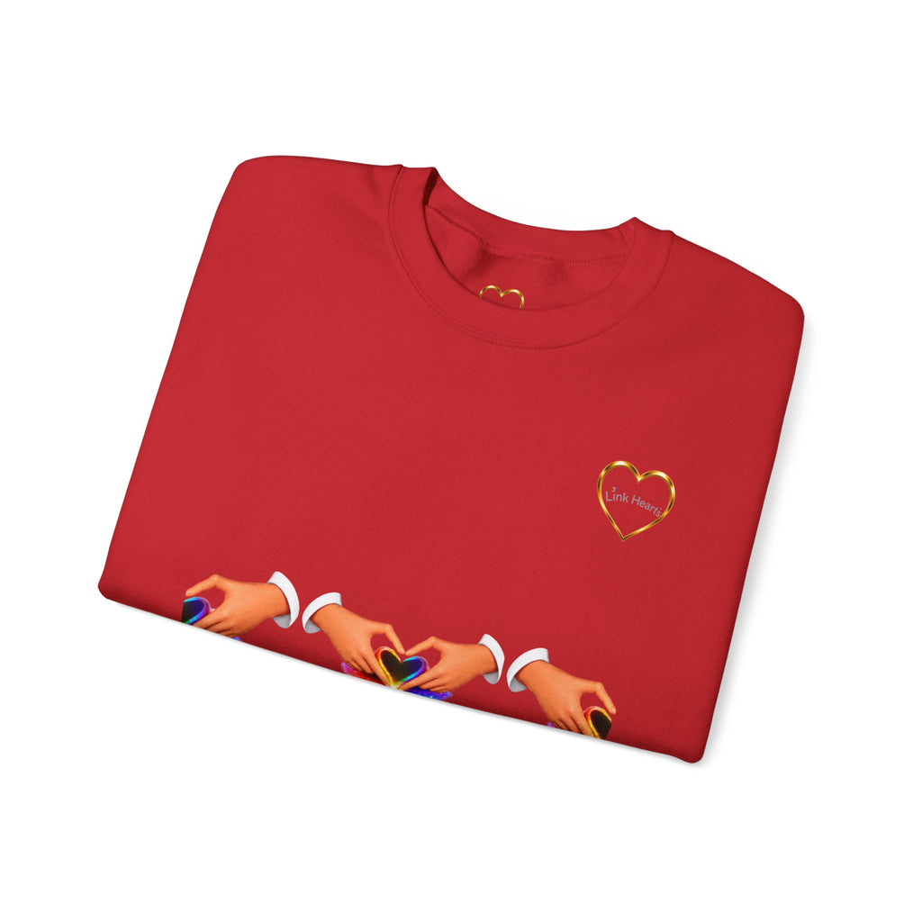 Heart Hands Crewneck Sweatshirt — Rainbow Heart Hand Gesture Pullover
