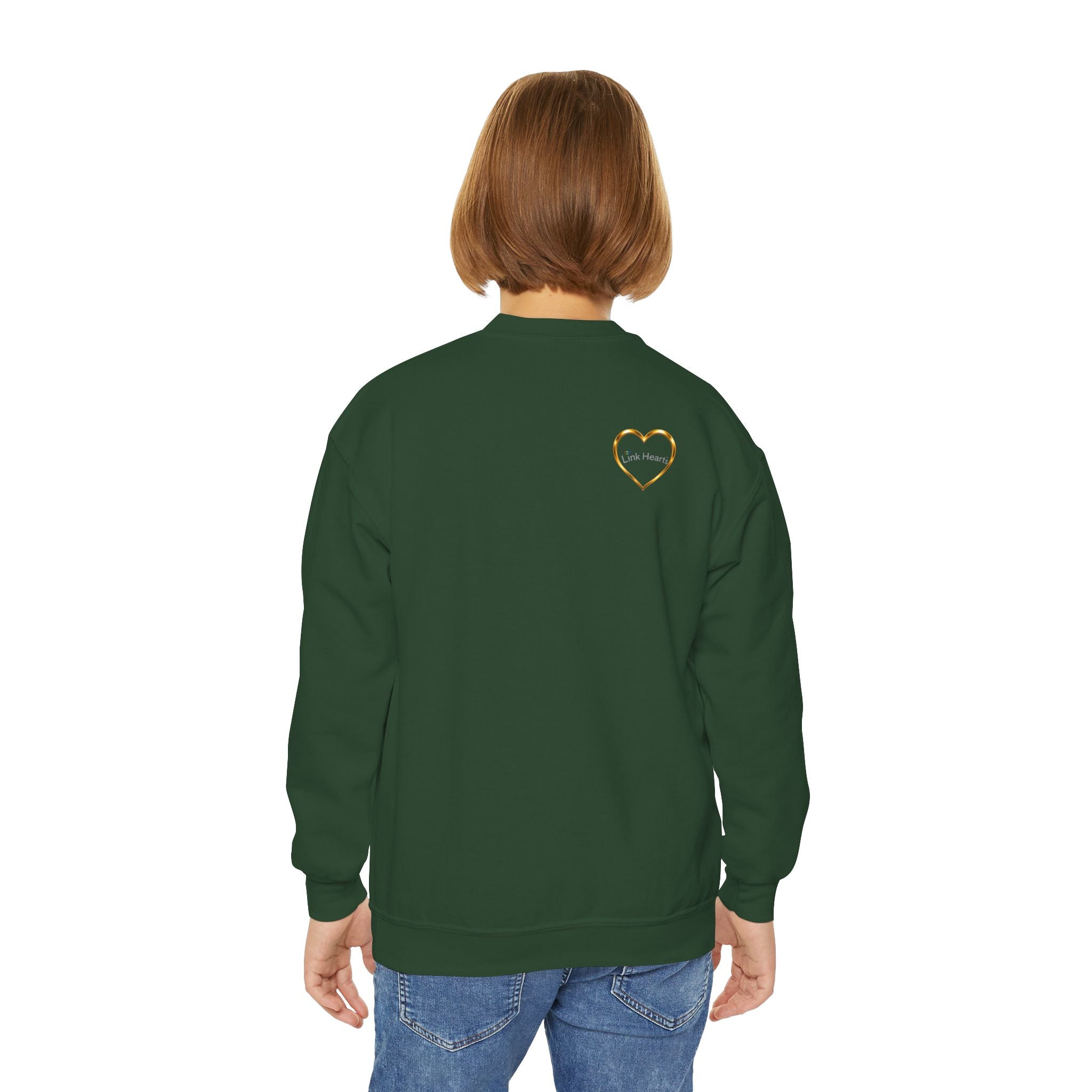 Link Hearts™ Youth Crewneck Sweatshirt — Cute Interlinked Hearts Graphic for Kids