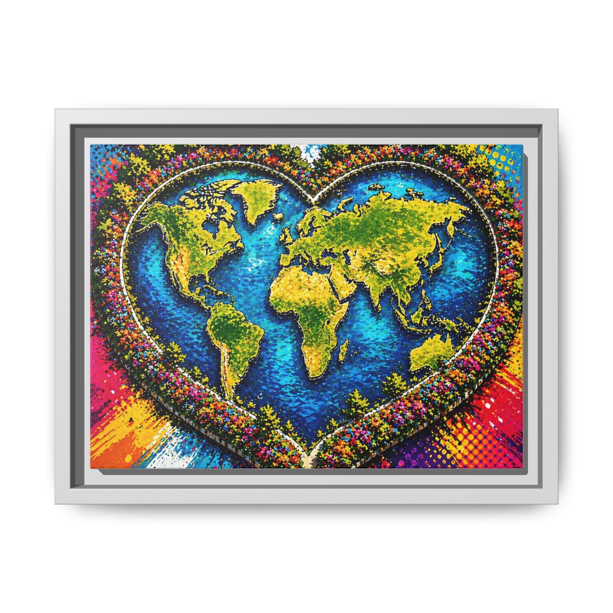 LinkHearts™ Framed Matte Canvas Wall Art — Multi‑Color