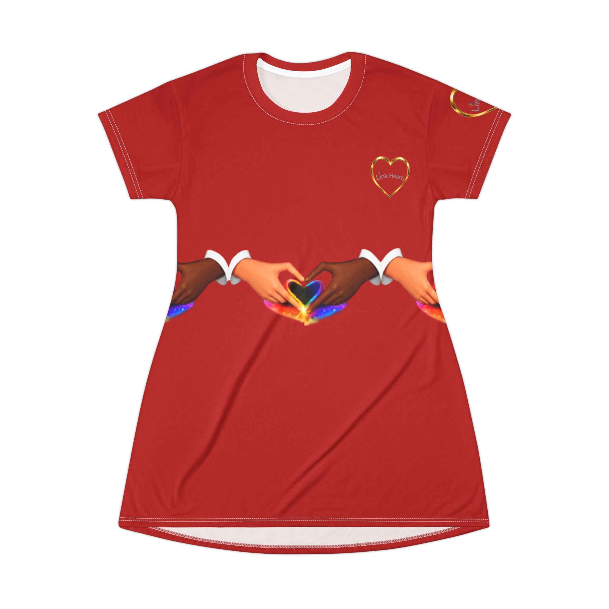 Link Hearts™ Unity T-Shirt Dress — All-Over Print