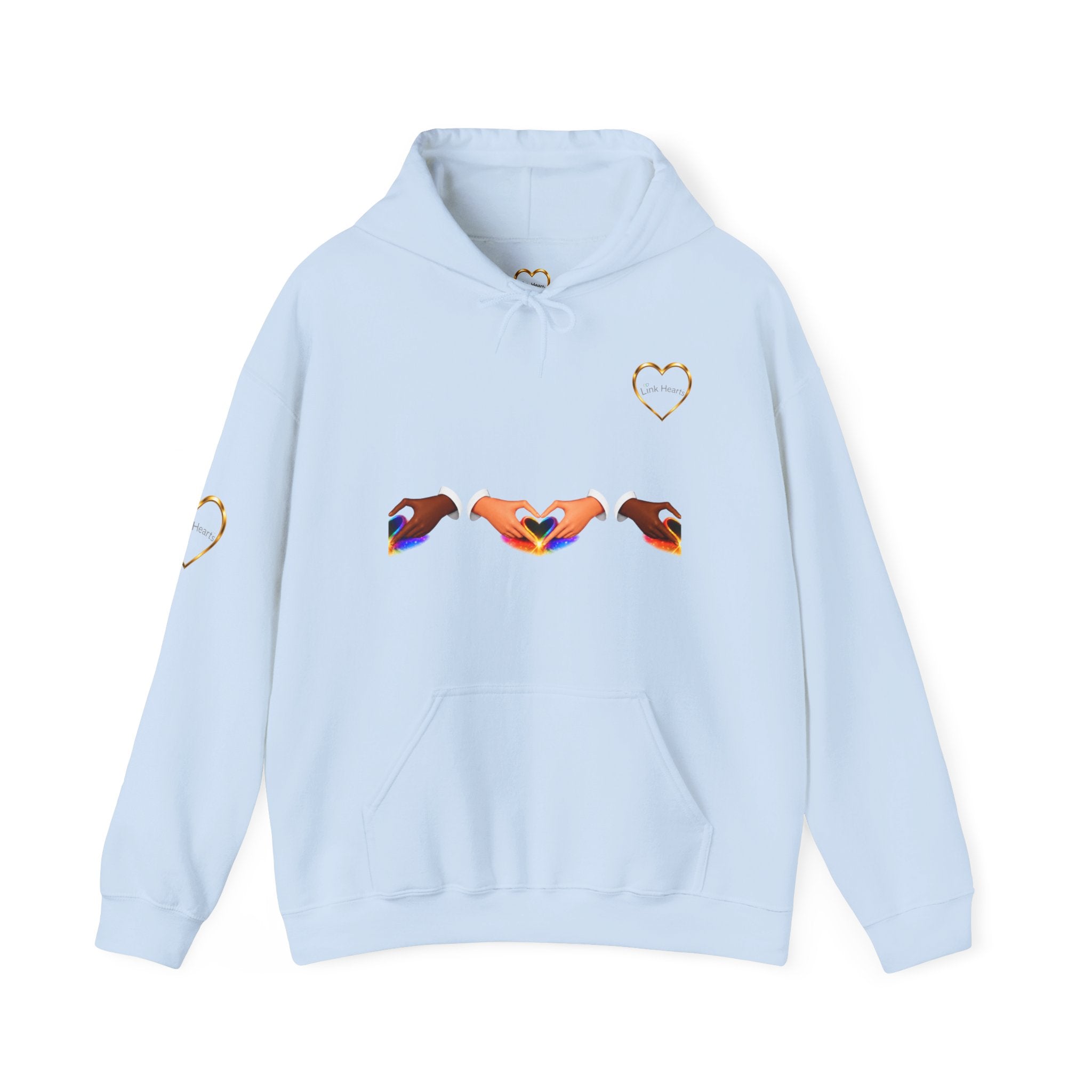 Hoodie — Rainbow Heart Hands Graphic Pullover