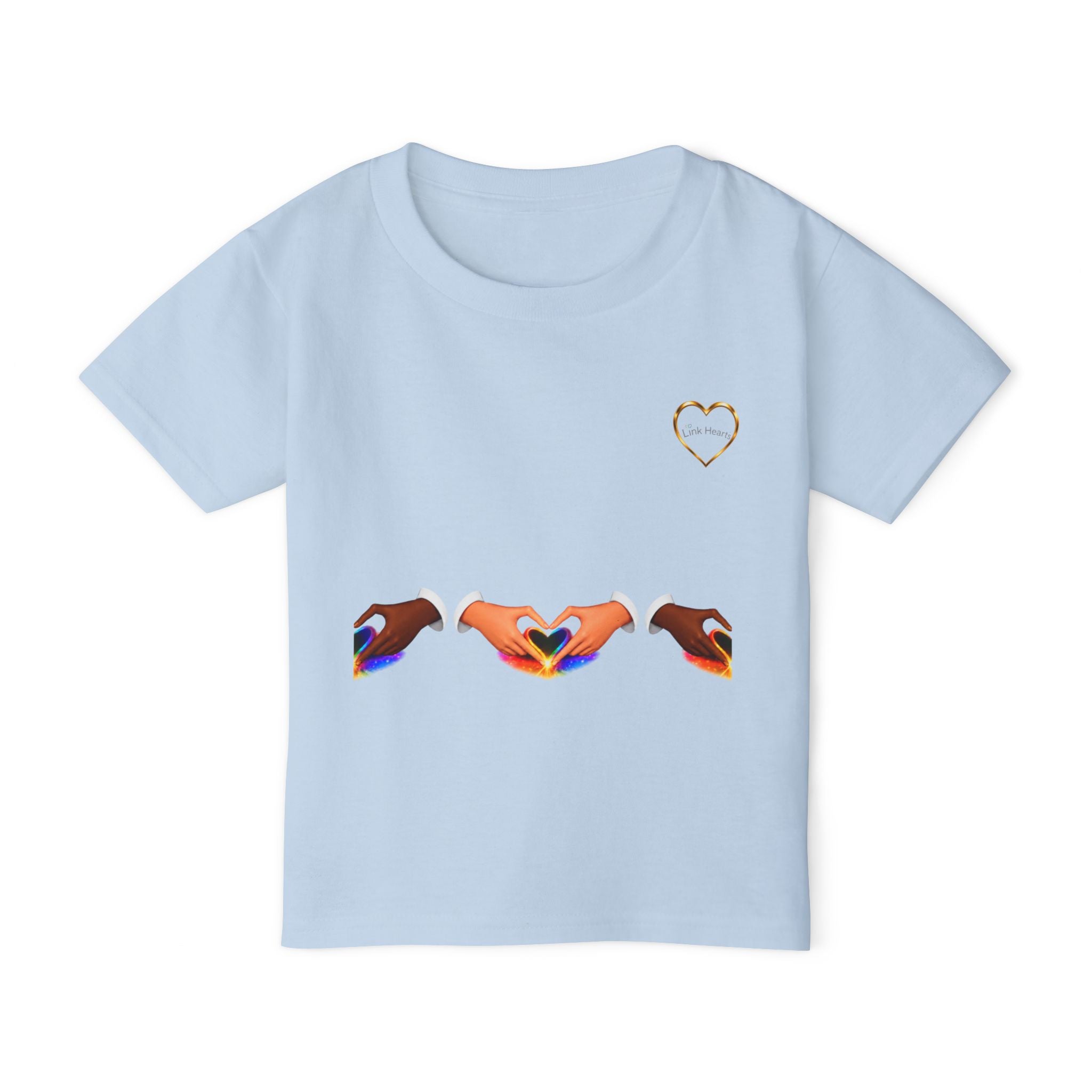 Toddler T‑Shirt — Rainbow Heart Hands Graphic, Inclusive Love Kids Tee
