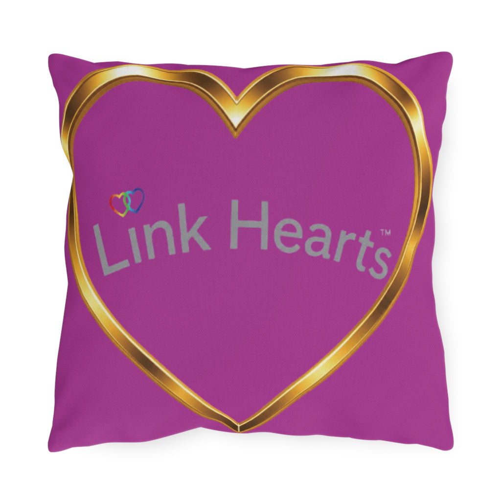 Link Hearts Outdoor Pillow — Rainbow Hands Heart Design