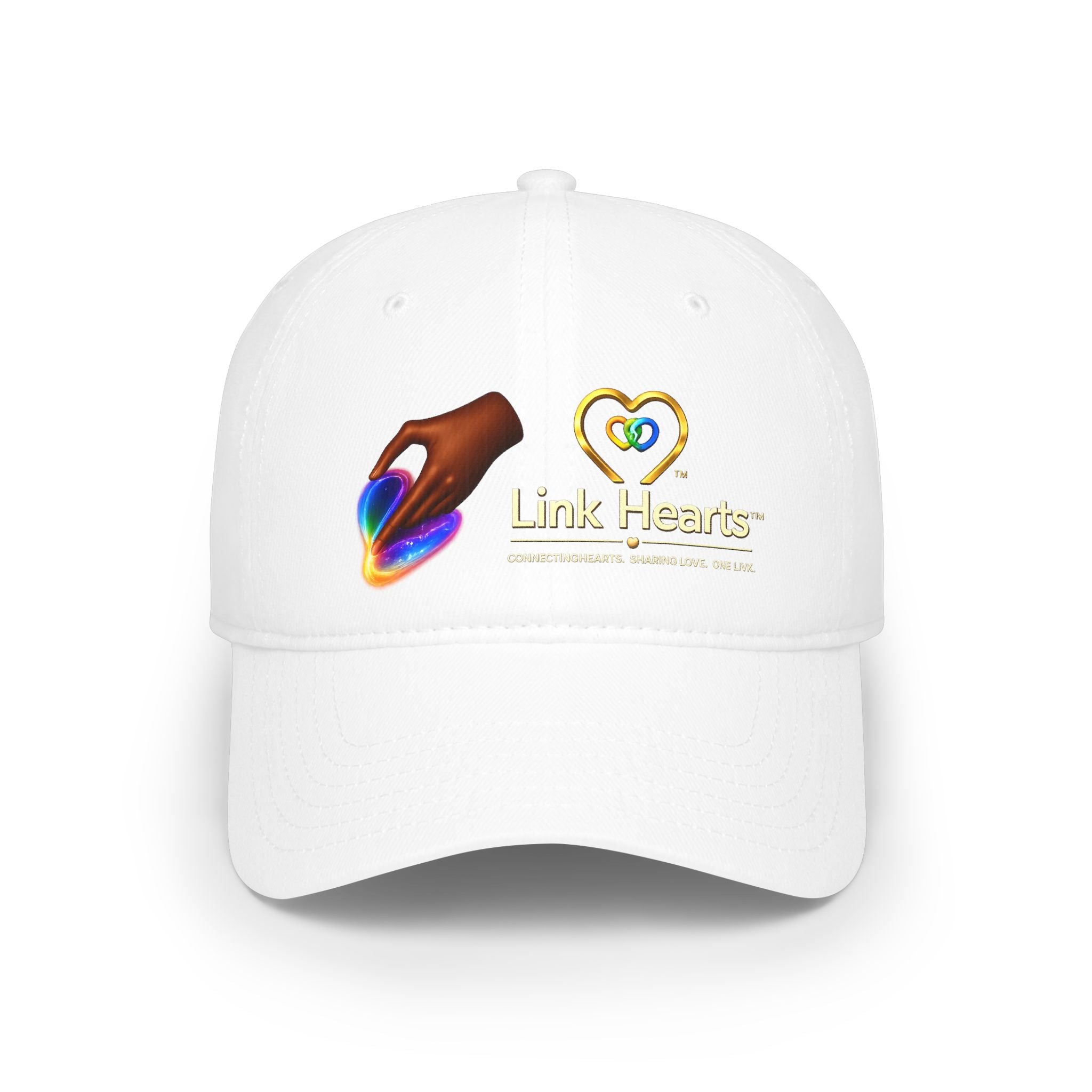 Link Hearts Red Baseball Cap — Rainbow Heart Low Profile Cap