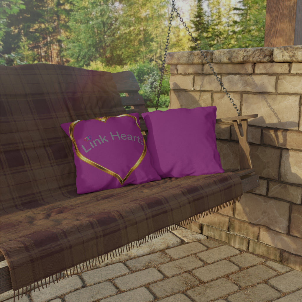 Link Hearts Outdoor Pillow — Rainbow Hands Heart Design