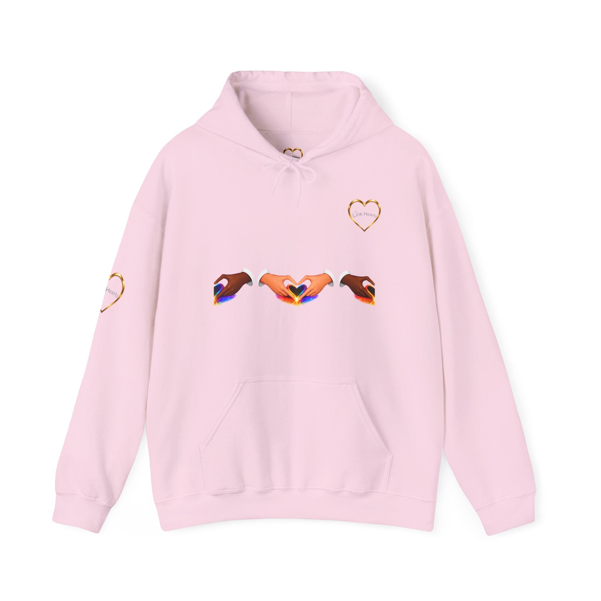 Hoodie — Rainbow Heart Hands Graphic Pullover
