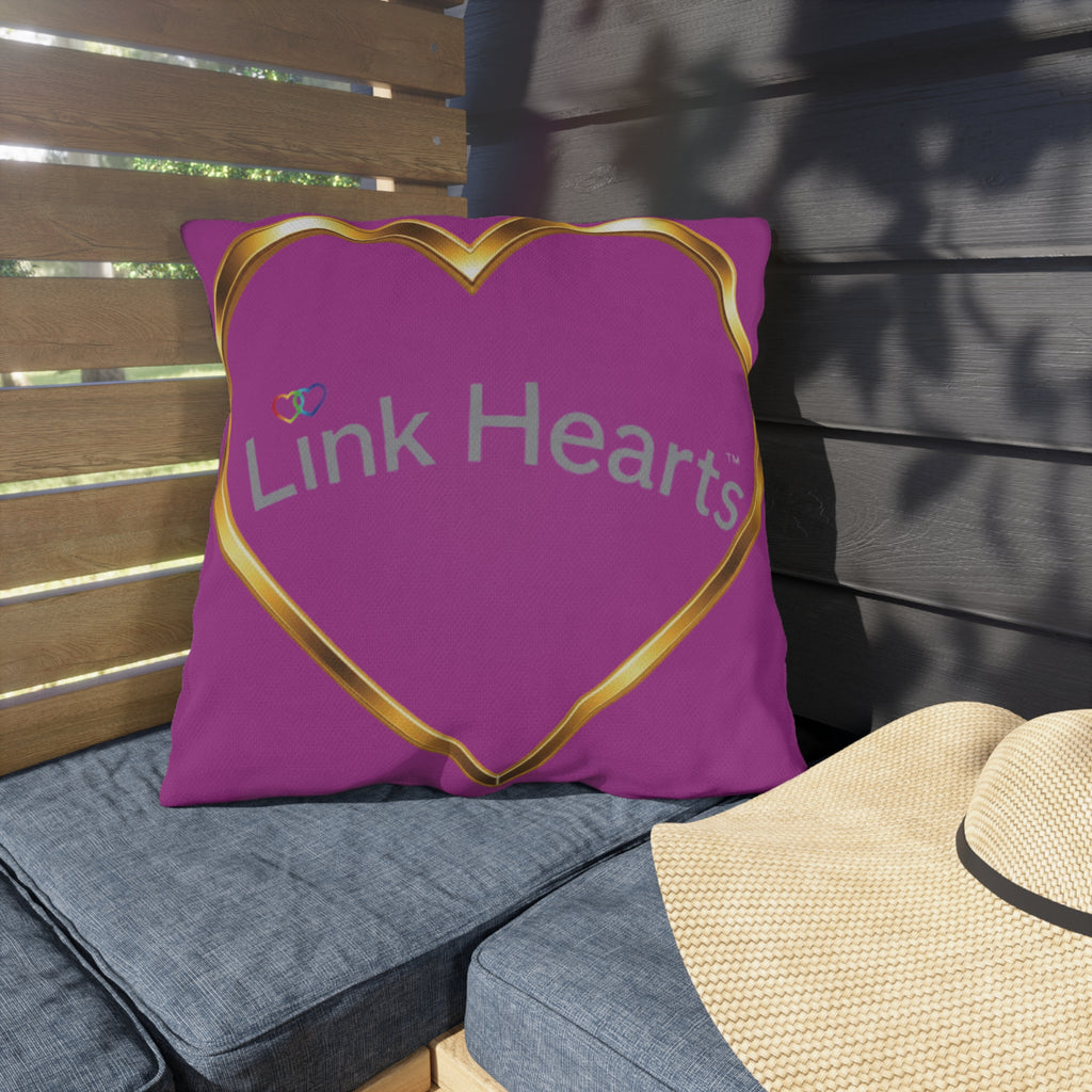 Link Hearts Outdoor Pillow — Rainbow Hands Heart Design