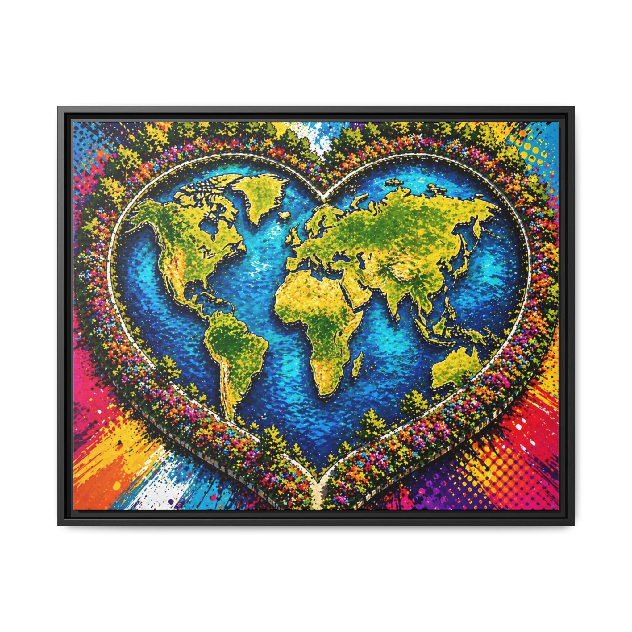 LinkHearts™ Framed Matte Canvas Wall Art — Multi‑Color
