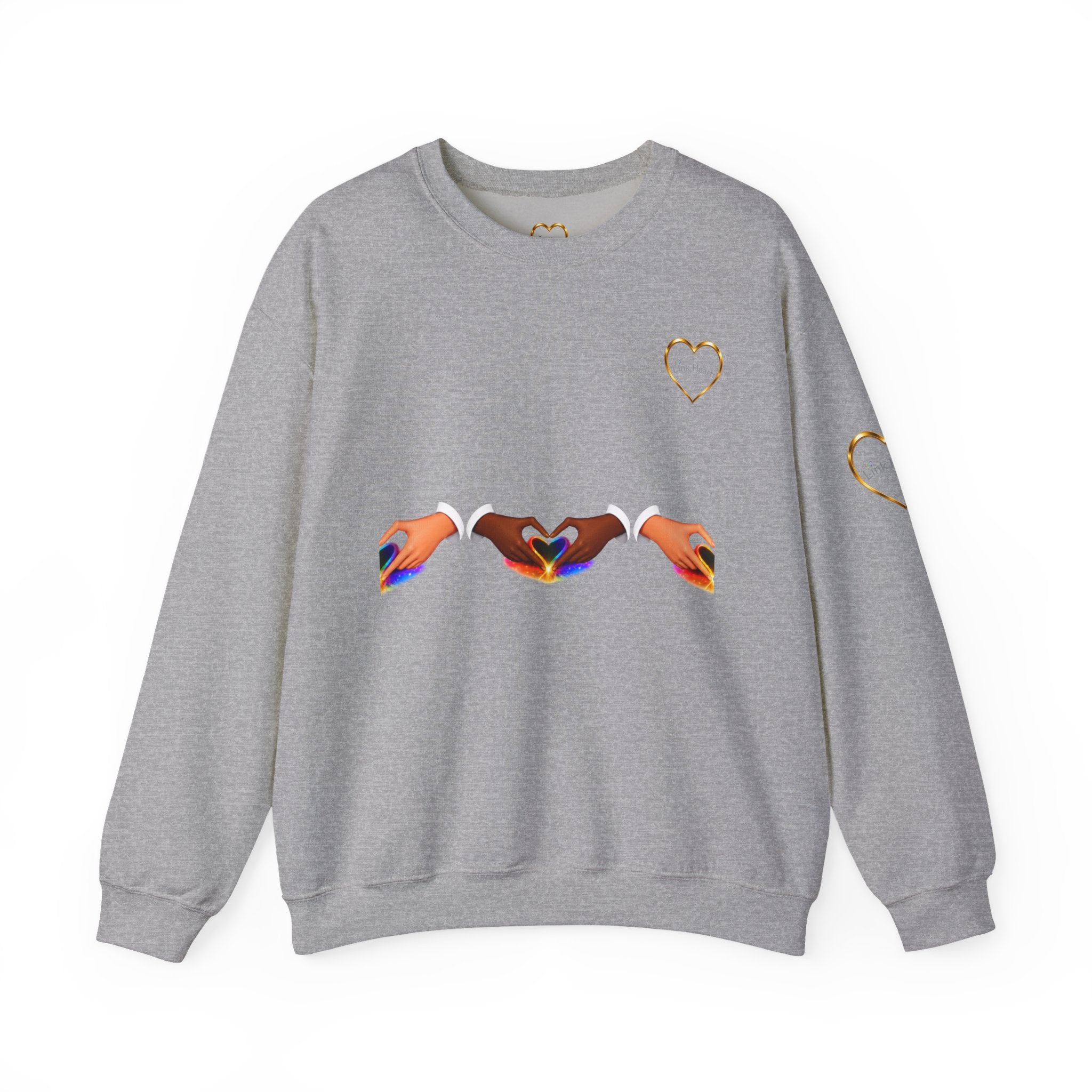 Love Hands Crewneck Sweatshirt — Rainbow Heart Solidarity Pullover