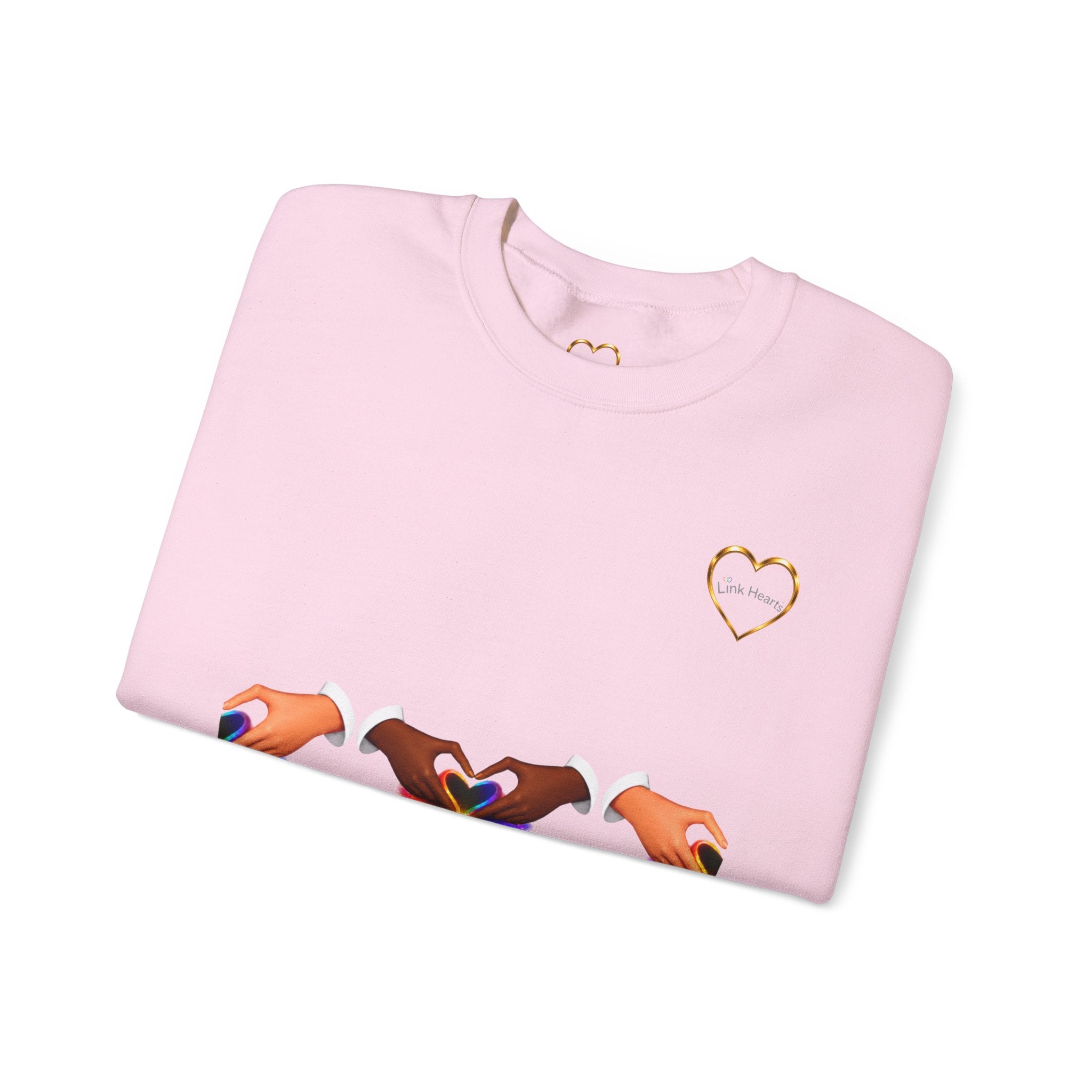Love Hands Crewneck Sweatshirt — Rainbow Heart Solidarity Pullover