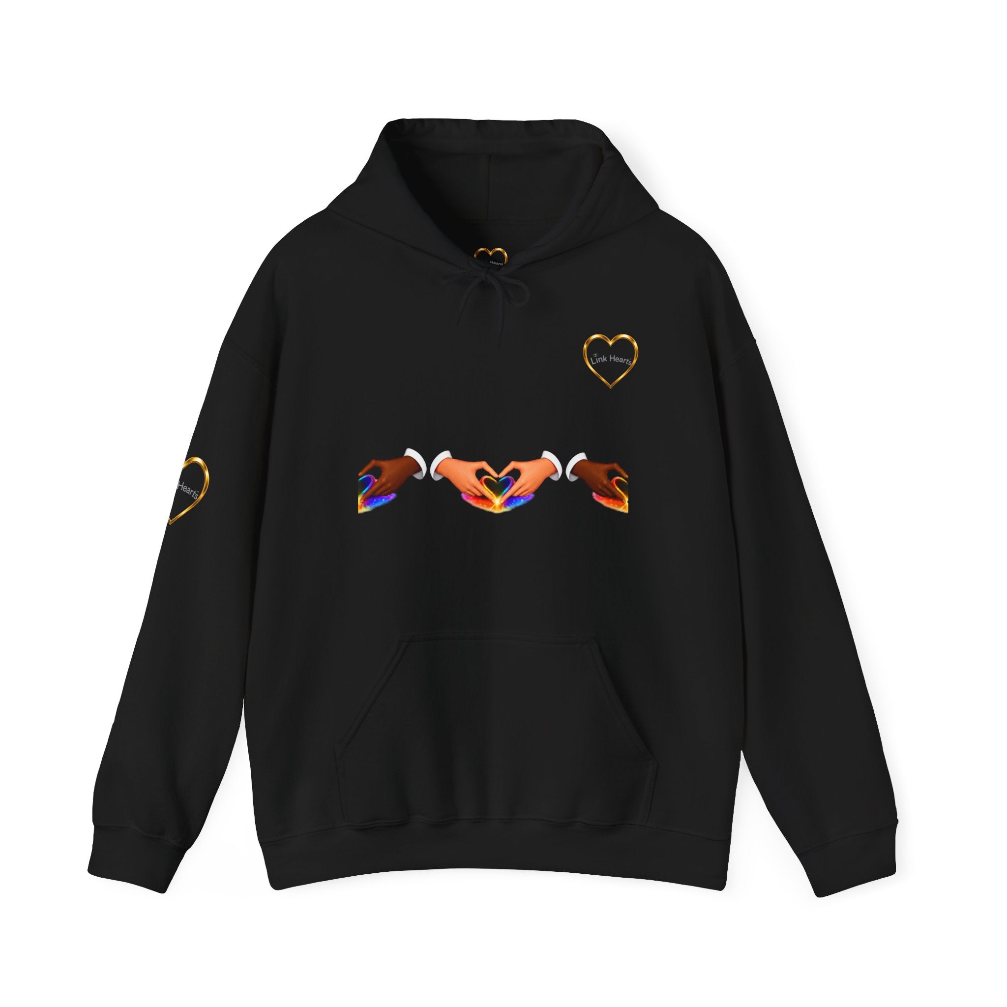 Hoodie — Rainbow Heart Hands Graphic Pullover