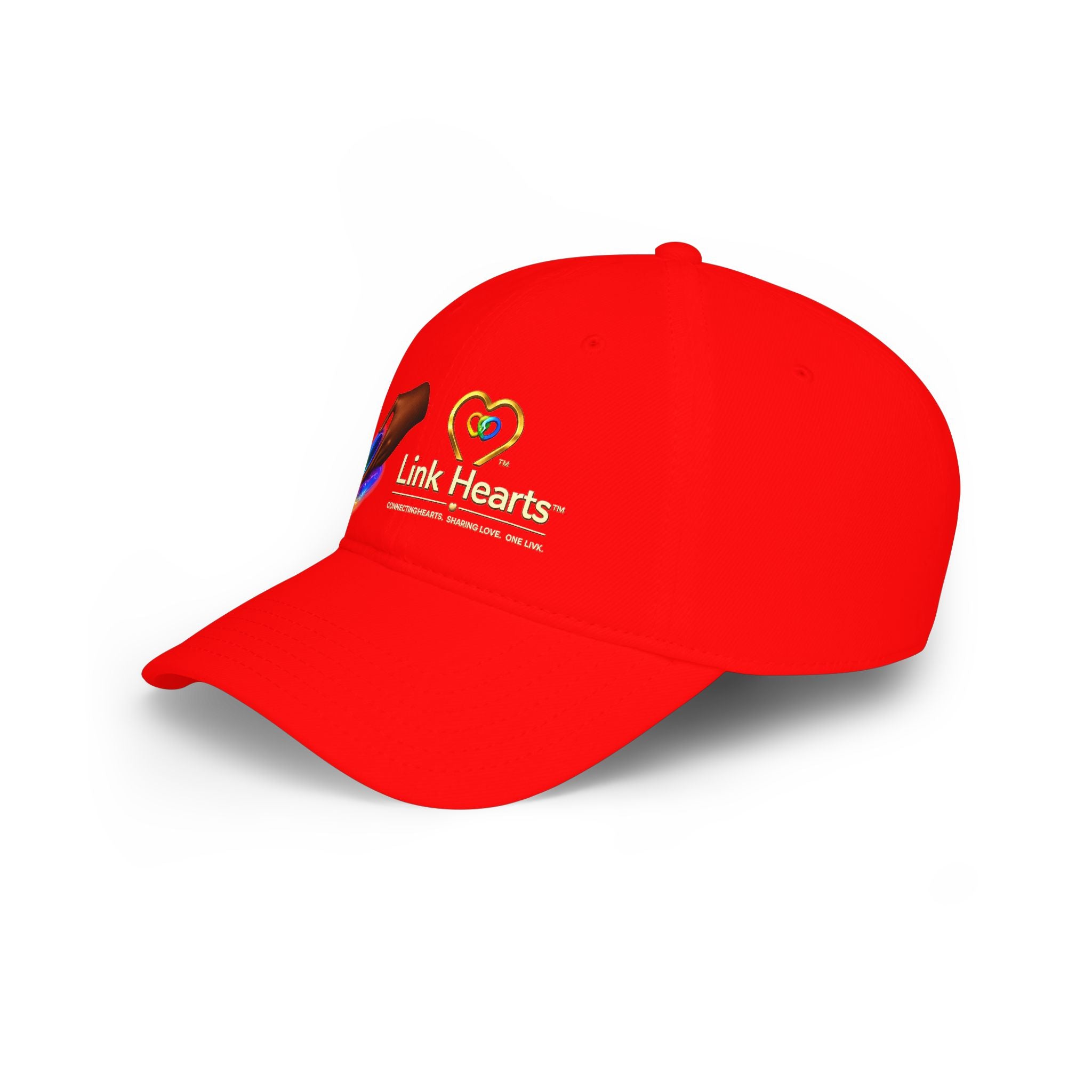 Link Hearts Red Baseball Cap — Rainbow Heart Low Profile Cap